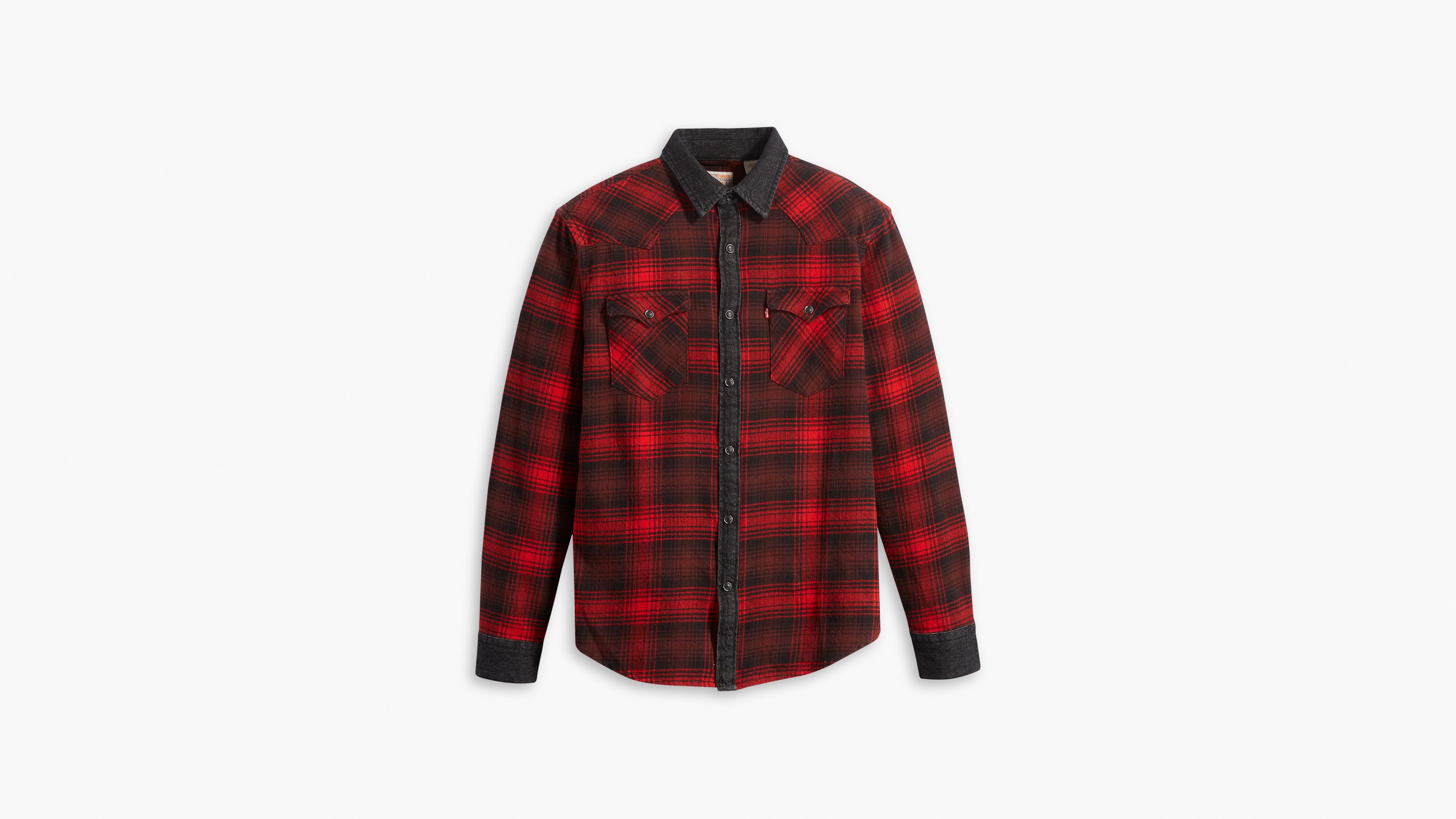 Levi's red denim shirt hotsell