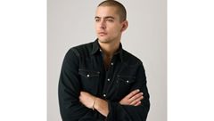Barstow Standard Western Denim Shirt — Beautiful Ash Washed Black - Black 4