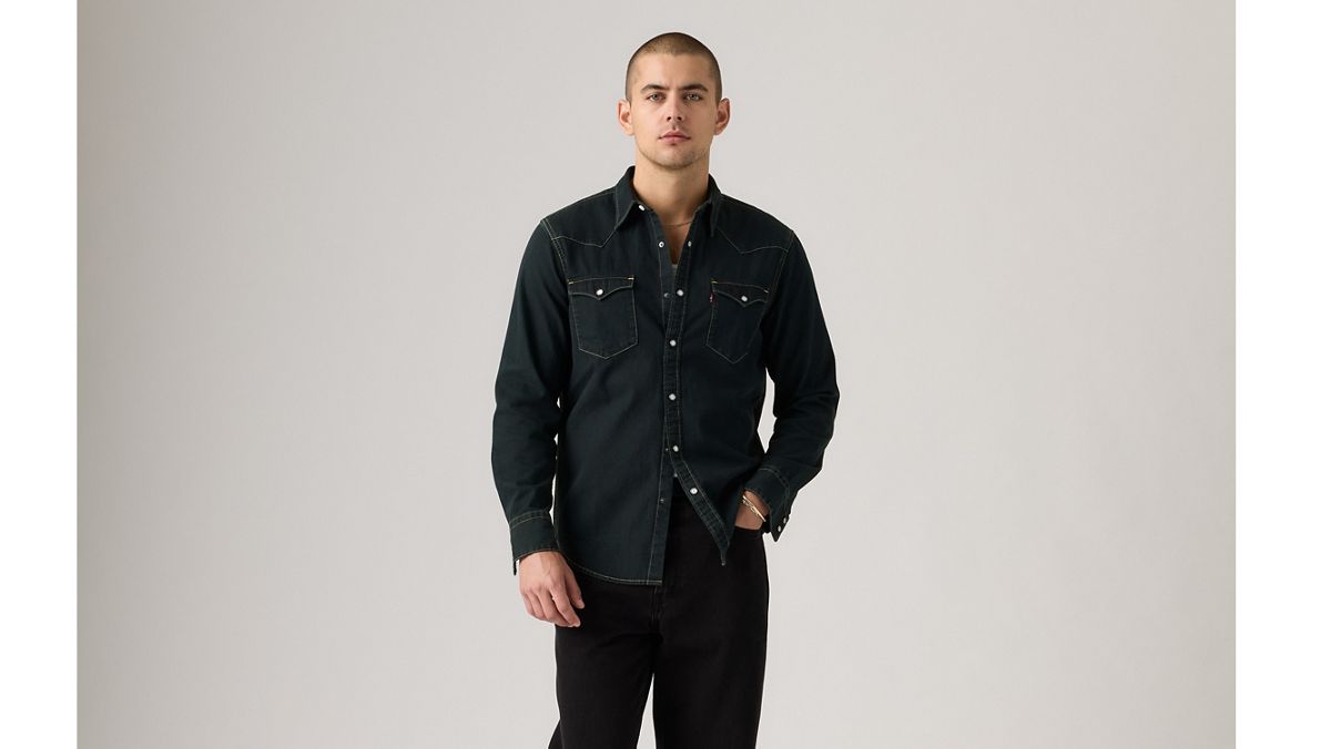 Barstow Standard Western Denim Shirt — Beautiful Ash Washed Black - Black