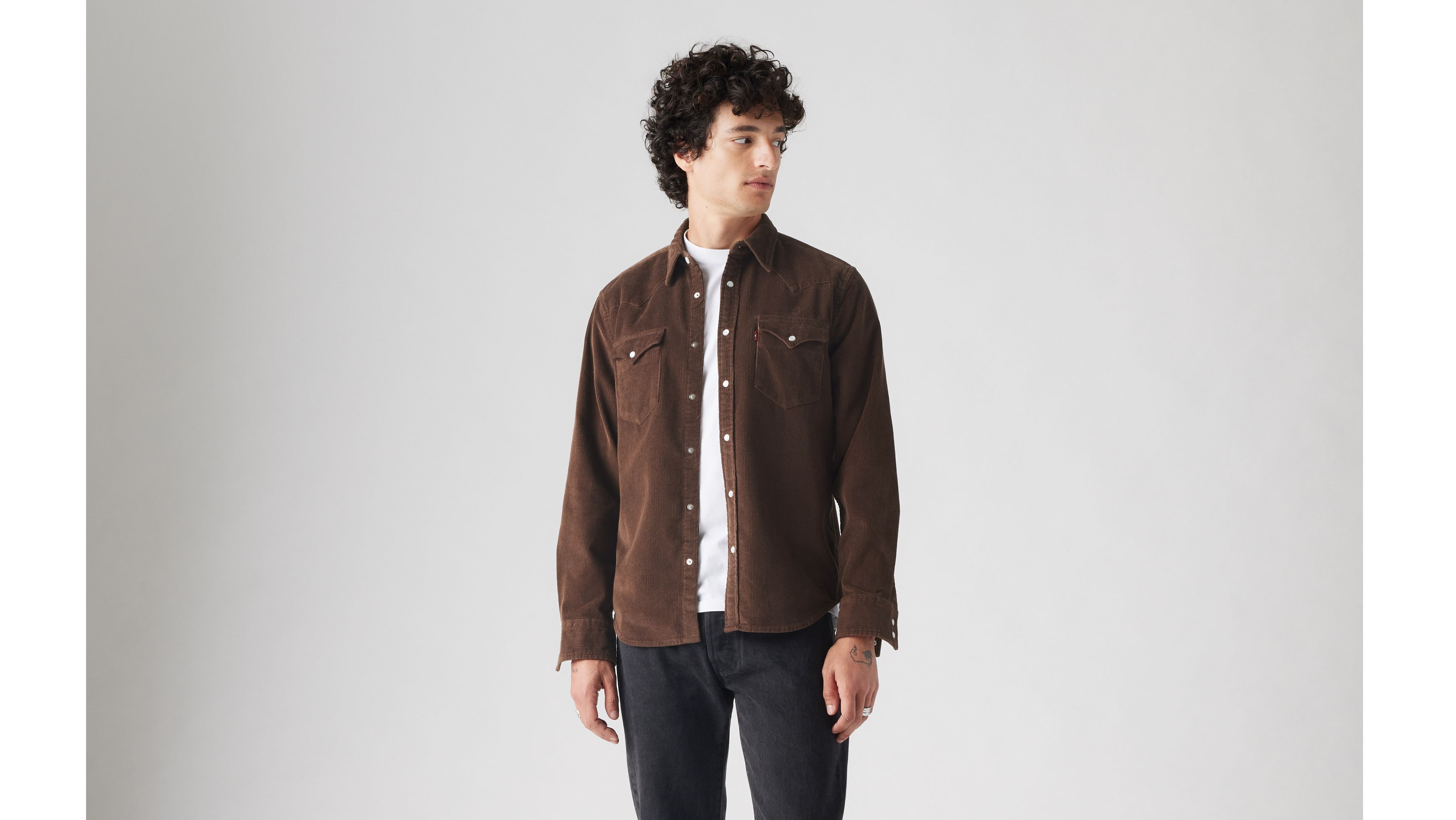 Levi's Classic Standard Fit Western Shirt Chambray In Chicory Coffee