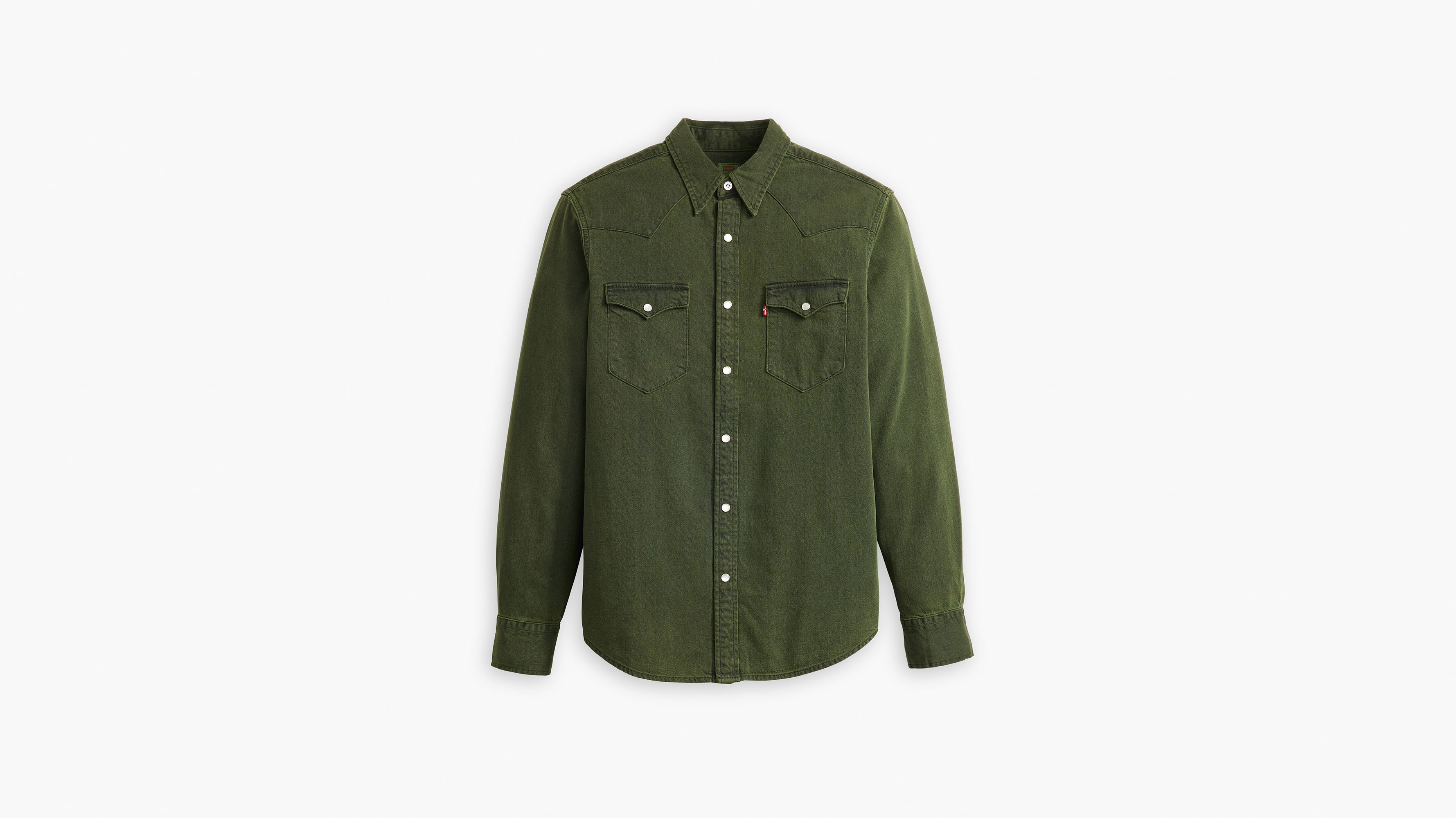 Levi's barstow western shirt green best sale