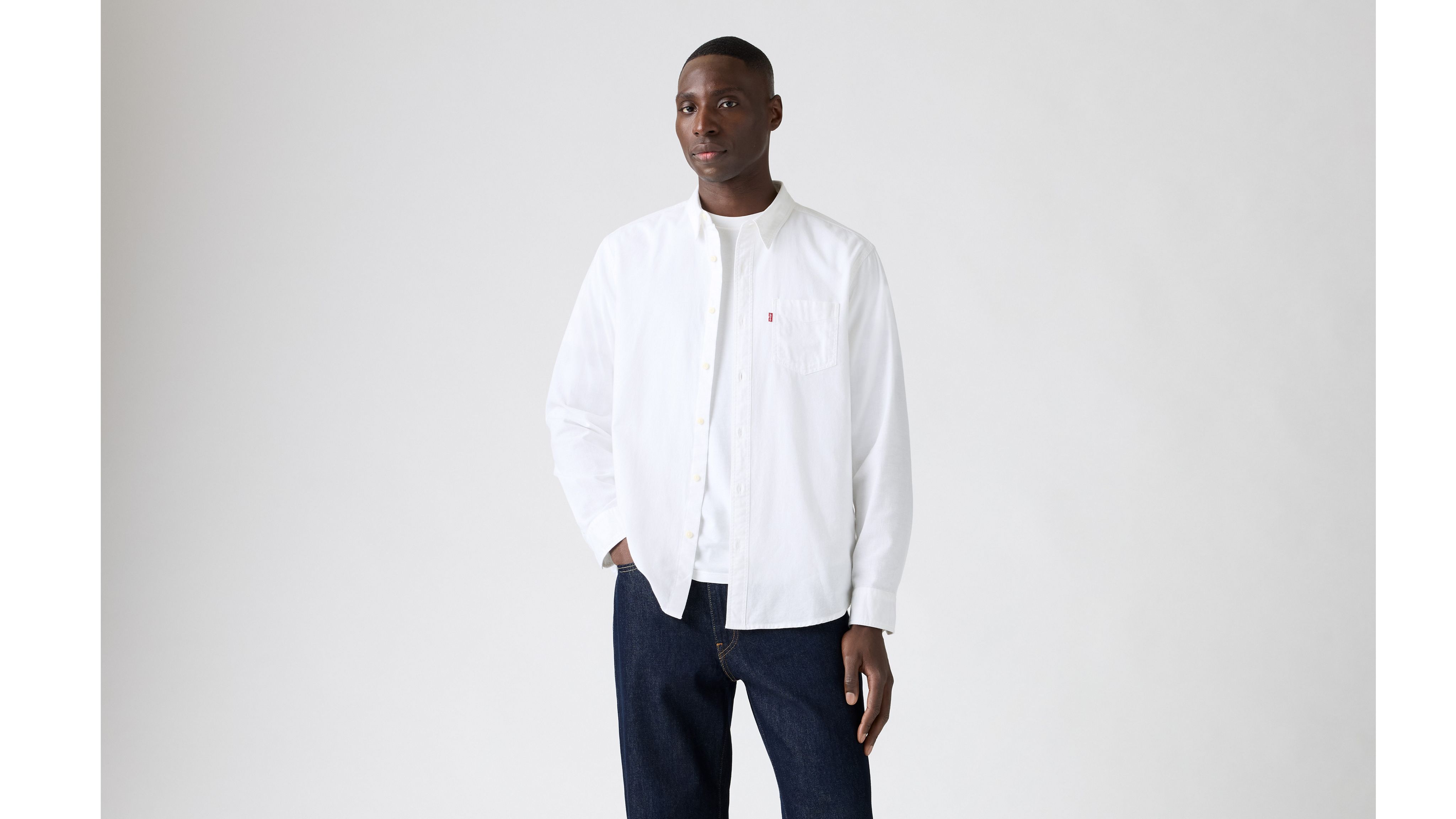 Sunset One Pocket Button-up Shirt - White