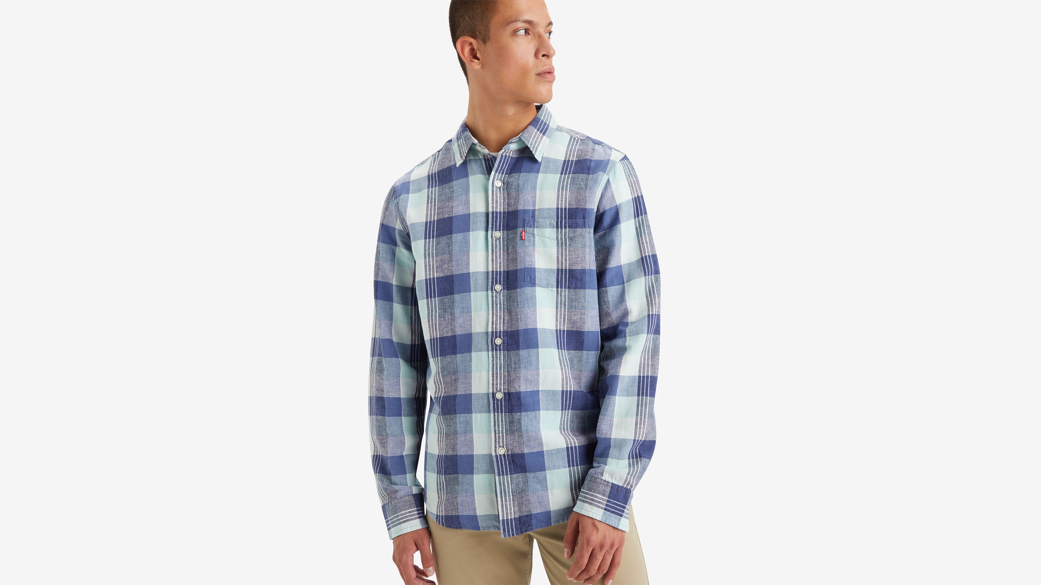 トップス sunsea 17ss check pull over shirt pants Sunset One Pocket Standard Fit Shirt - Blue | Levi's® US