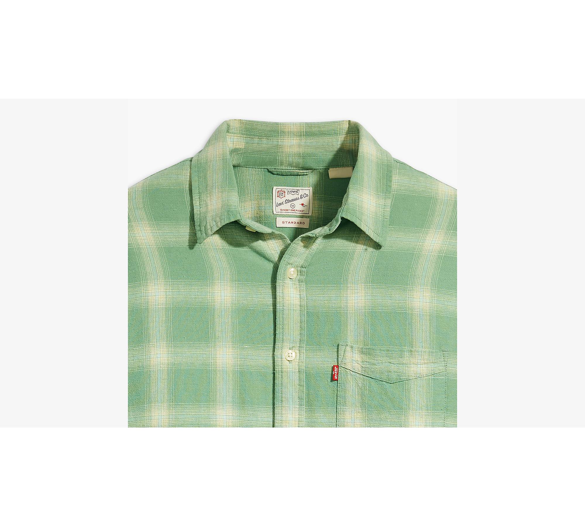 Buy LEVIS Green Solid Cotton Linen Blend Mens Shirt