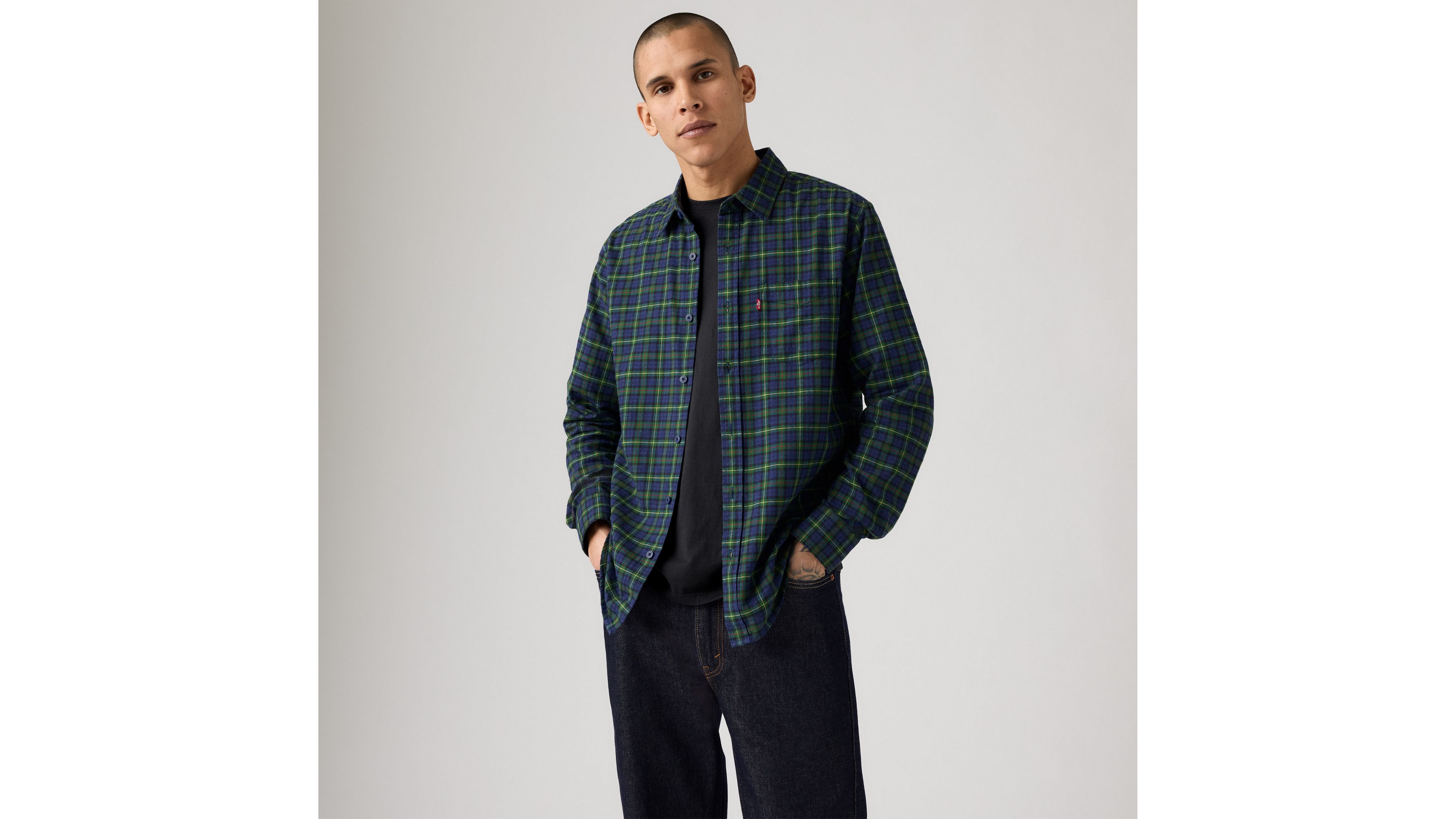 Classic One Pocket Standard Fit Flannel Shirt 1