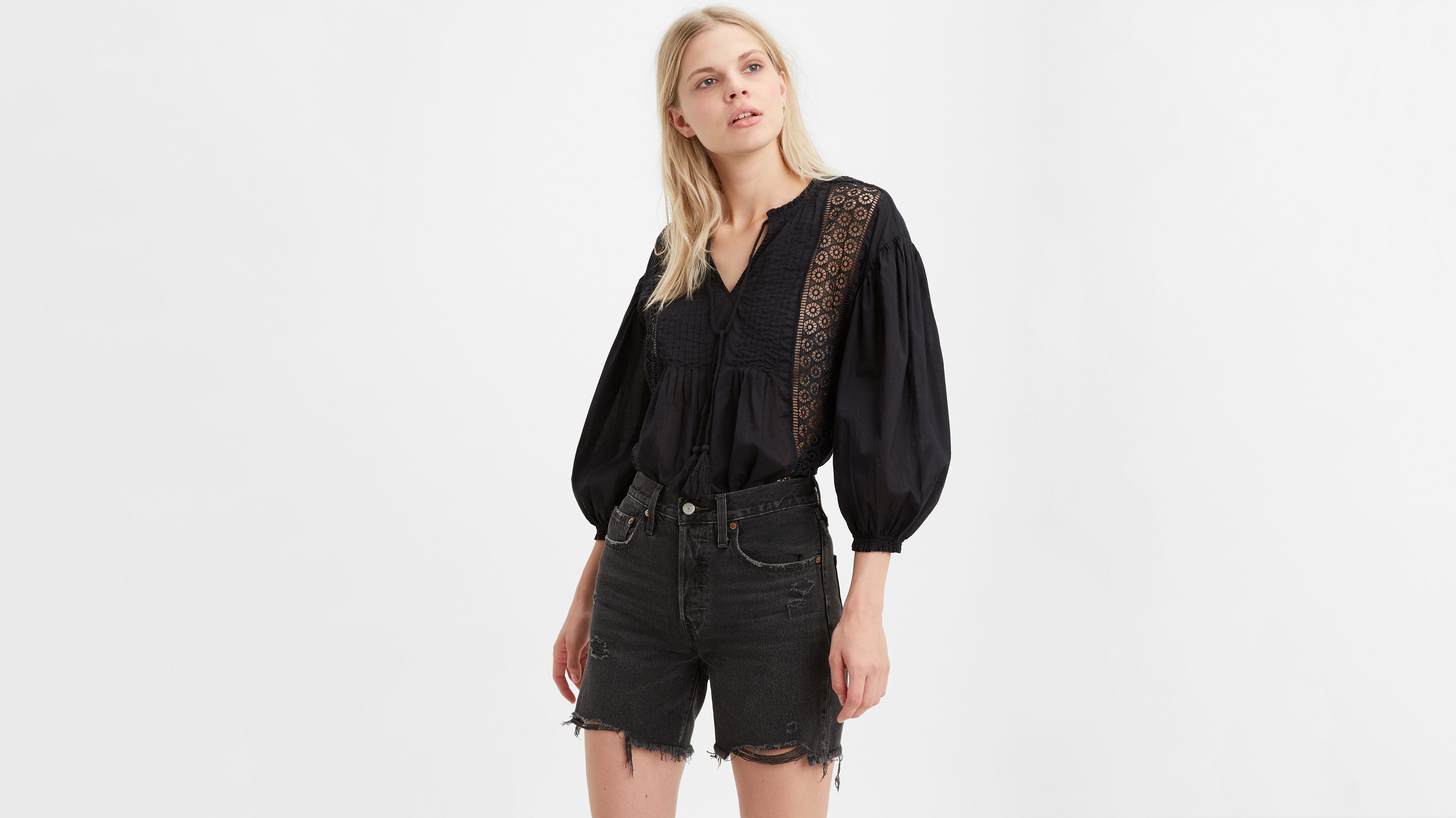 levis black shorts womens