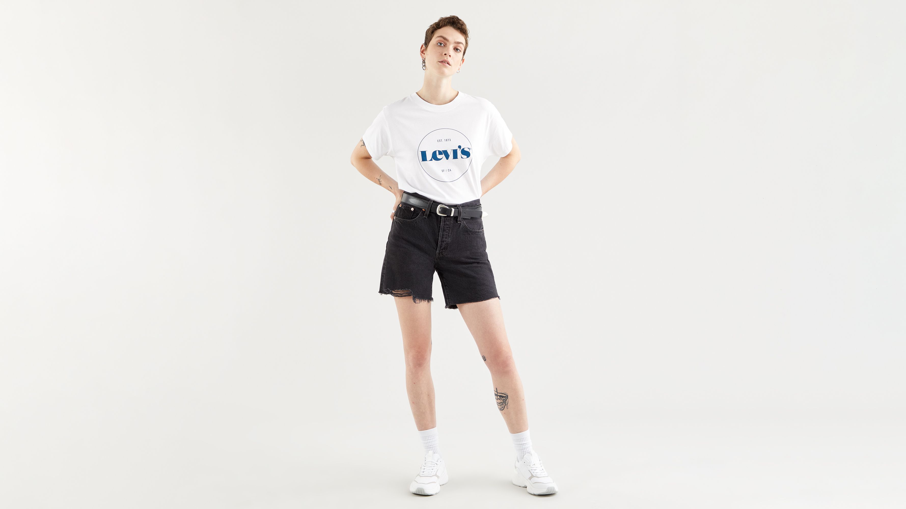 501® Mid Thigh Women's Shorts - Black | Levi's® US
