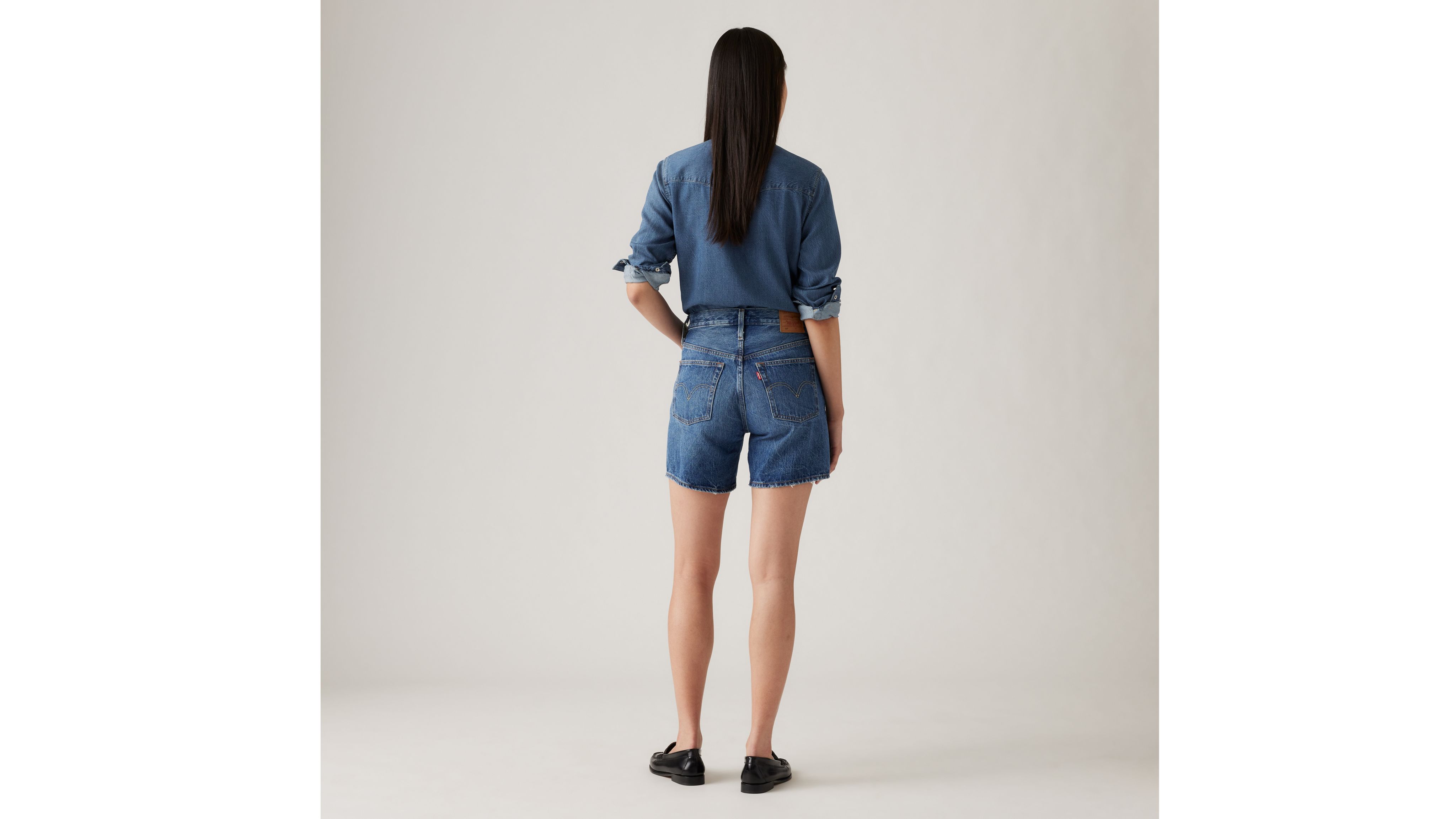 Levi's® 501 Button Fly Mid Thigh Distressed Denim Shorts