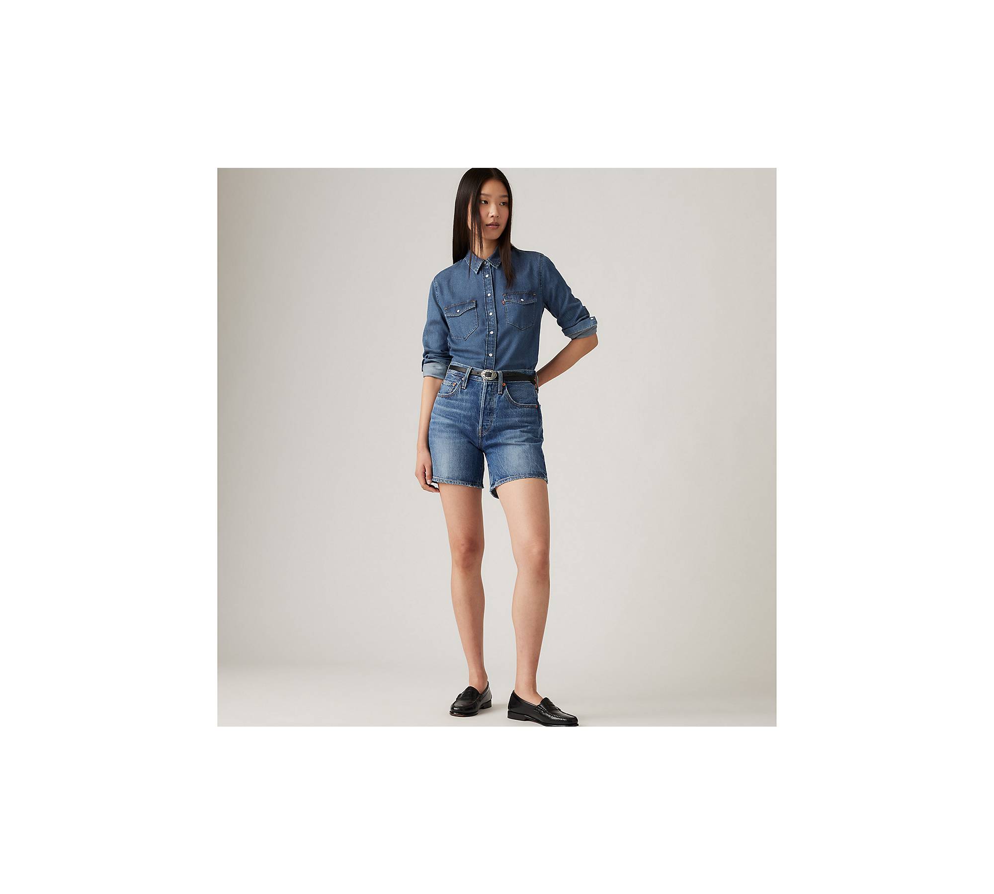 LEVI'S 501 Mid Thigh Womens Denim Shorts - Oxnard Choice - MED BLAST