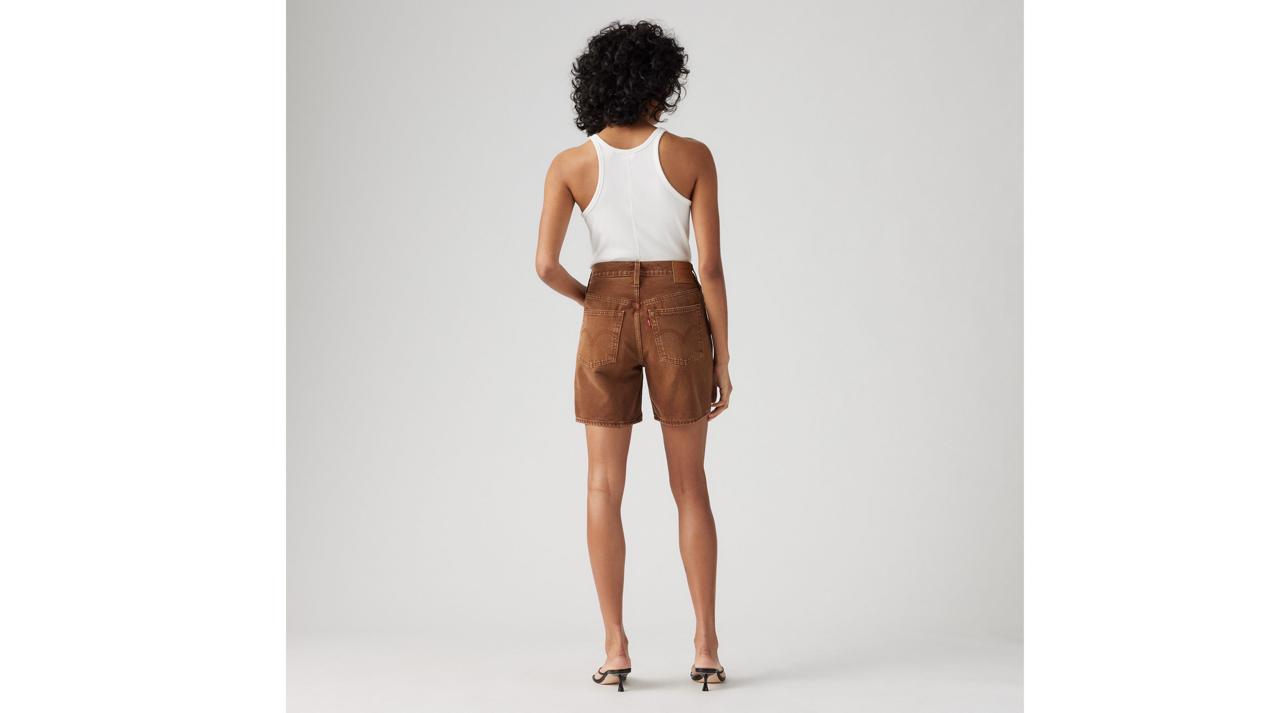 Levi's 501 Original High Rise Mid Thigh Jean Shorts In Scraped Sorrel Horse