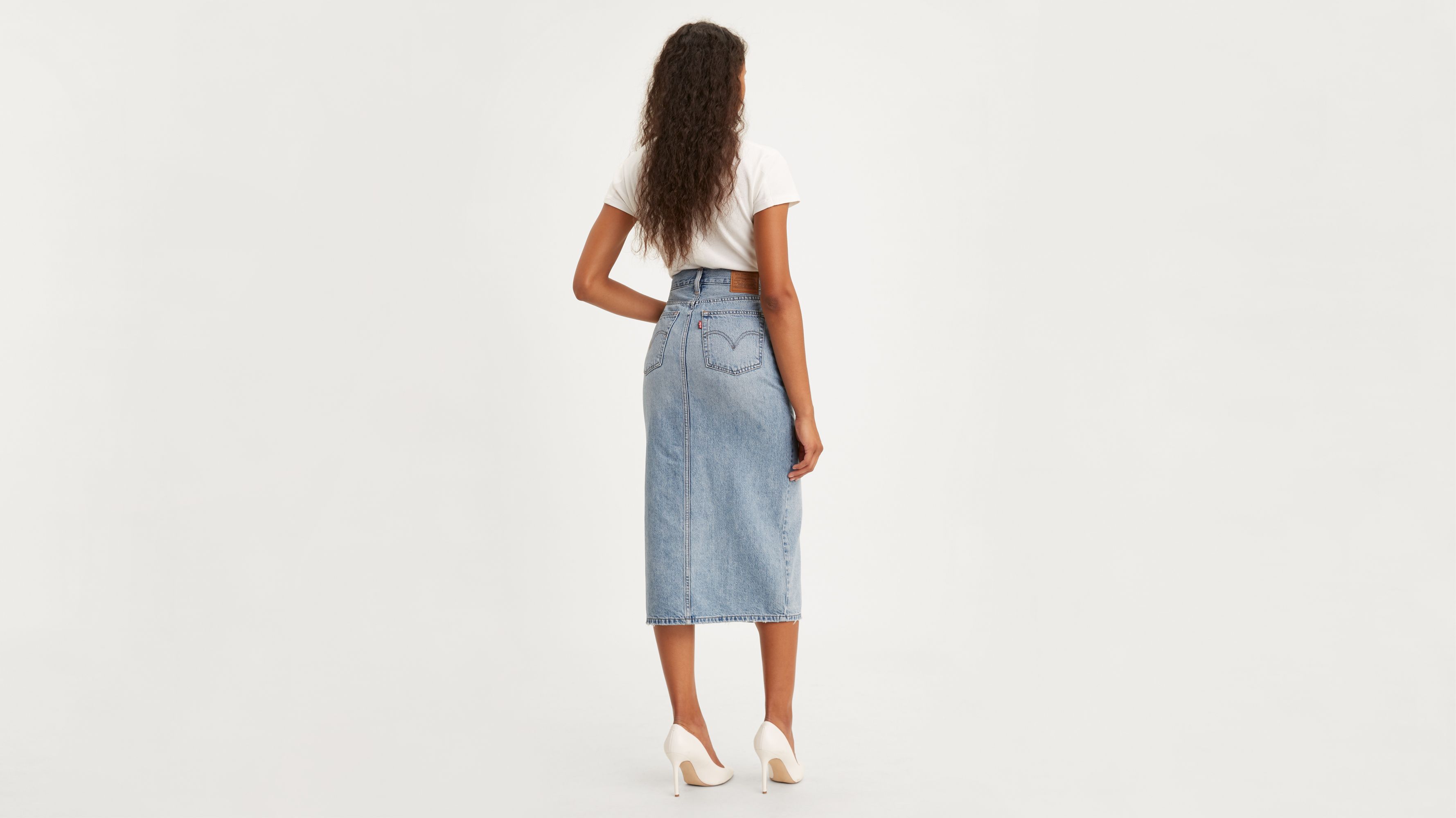 levi's button front skirt