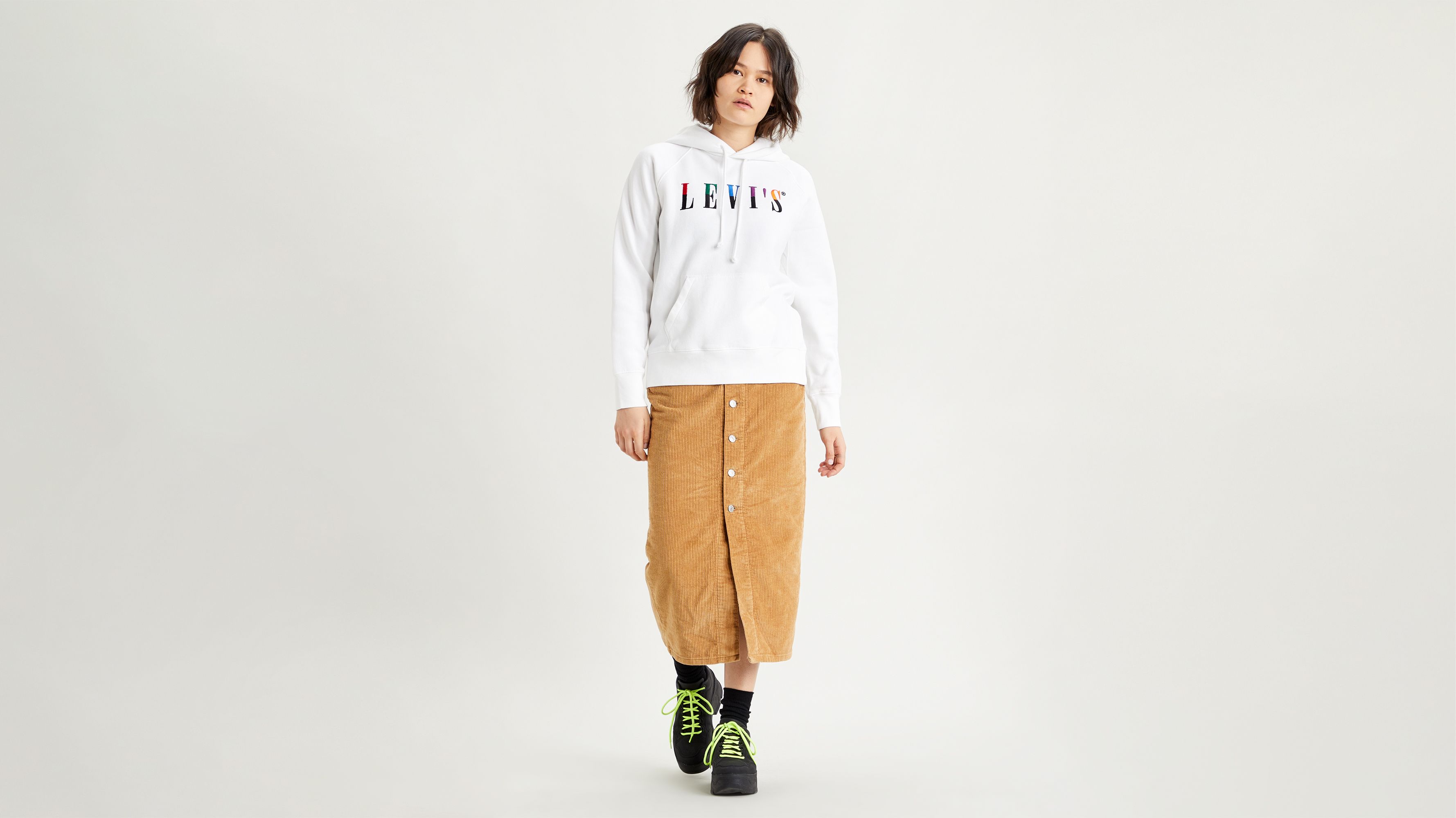 Button Front Corduroy Midi Skirt - Brown | Levi's® XK