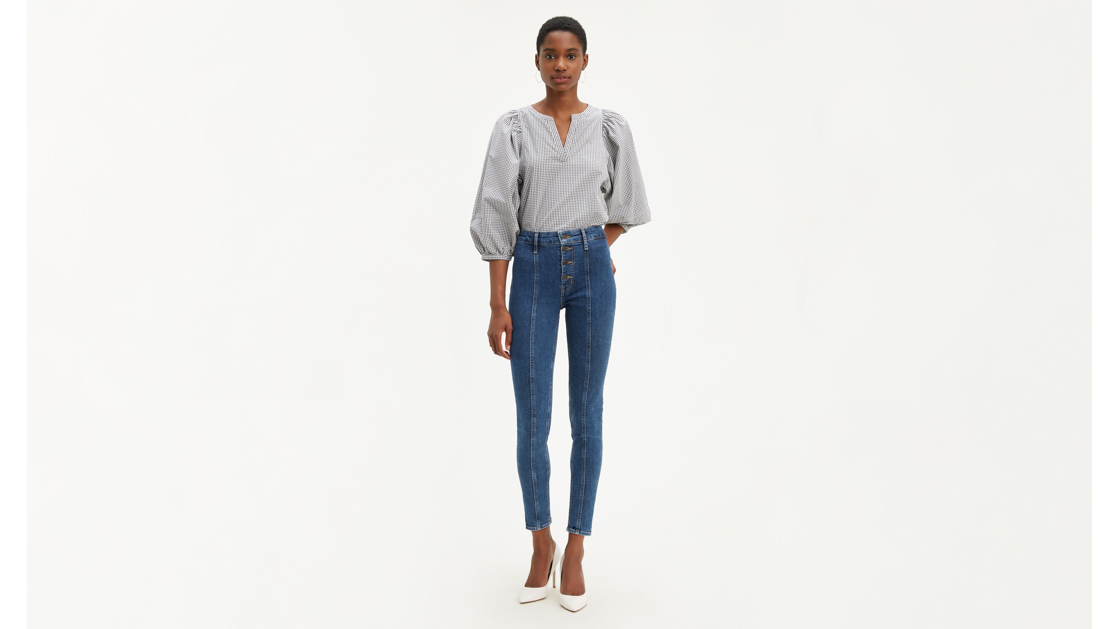 levi's button front jeans