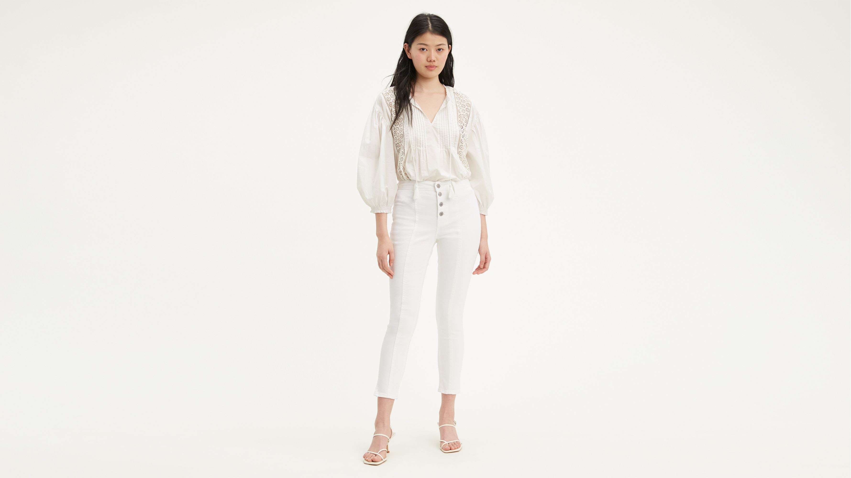 levi's high rise white jeans