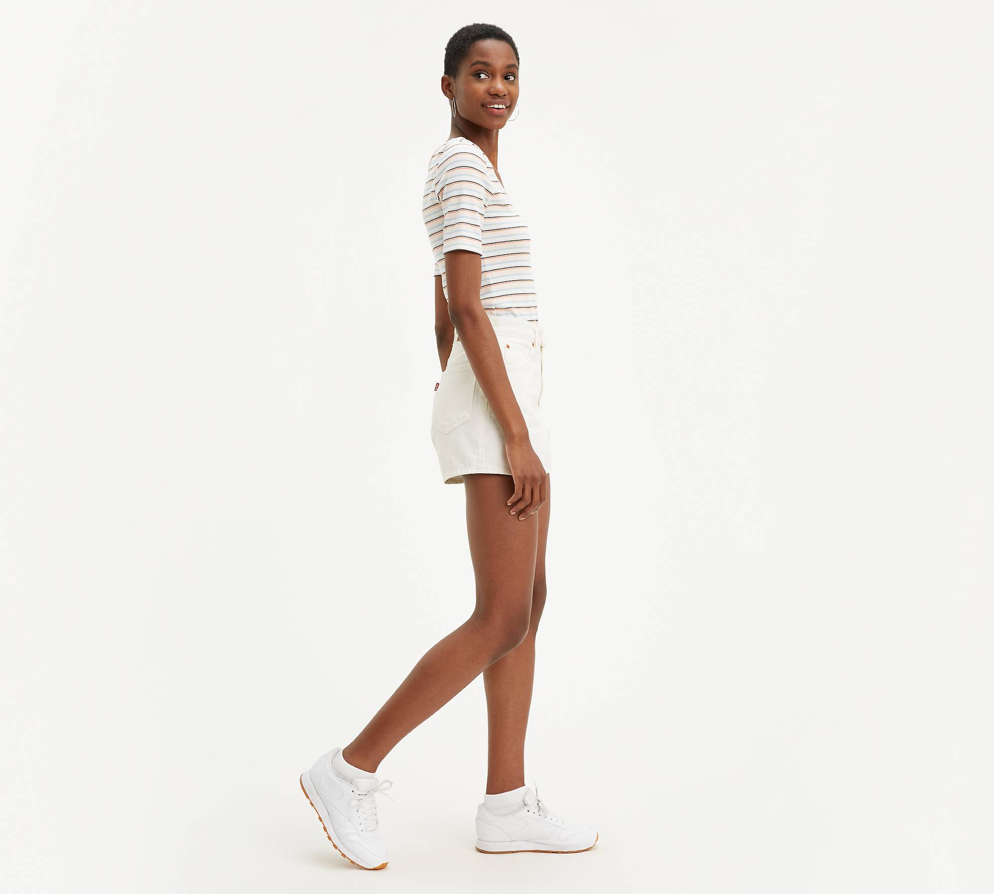 Wide Leg Mid Length Womens Shorts - White | Levi's® CA