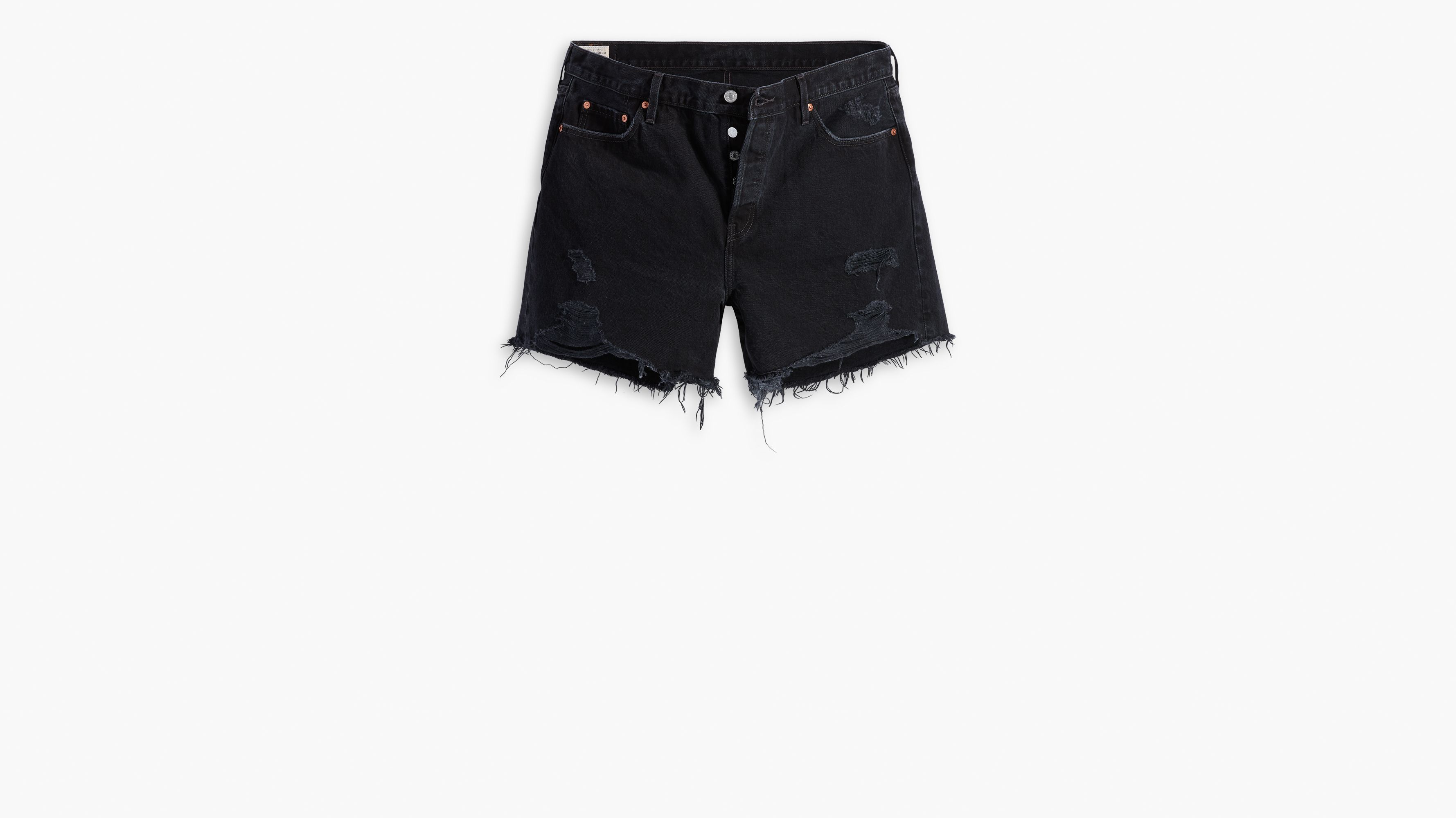 Black ripped levi best sale shorts