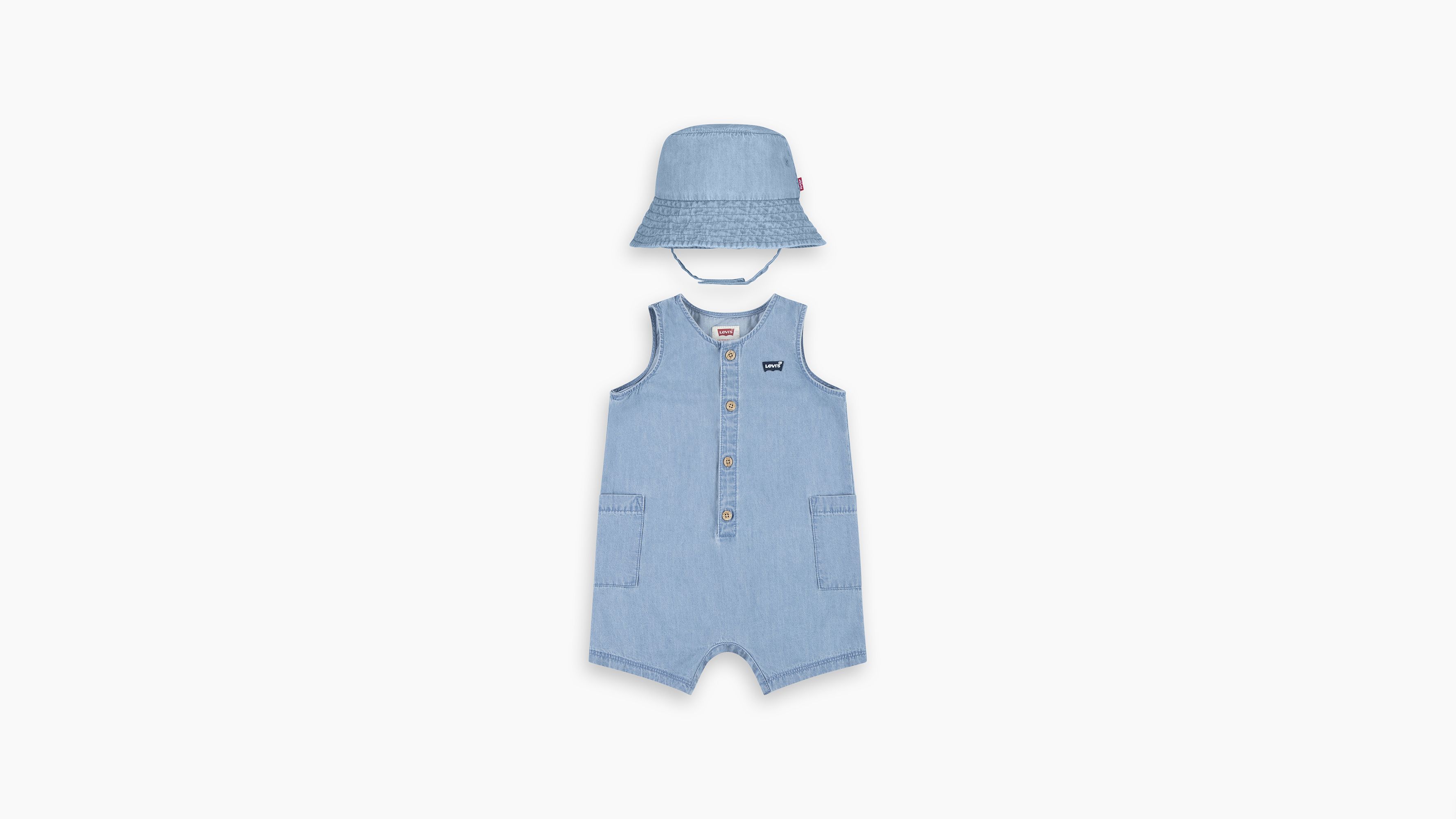Set van Denim Romper en Bucket Hat voor baby’s 1