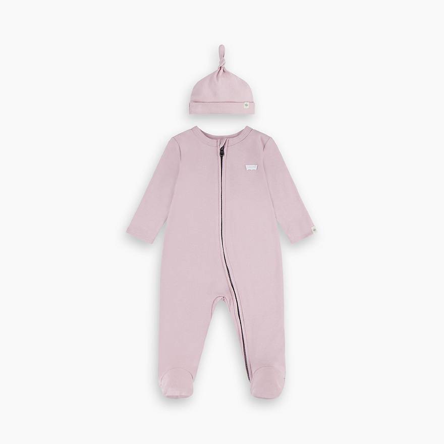 Baby Footed Coverall And Hat Set 1