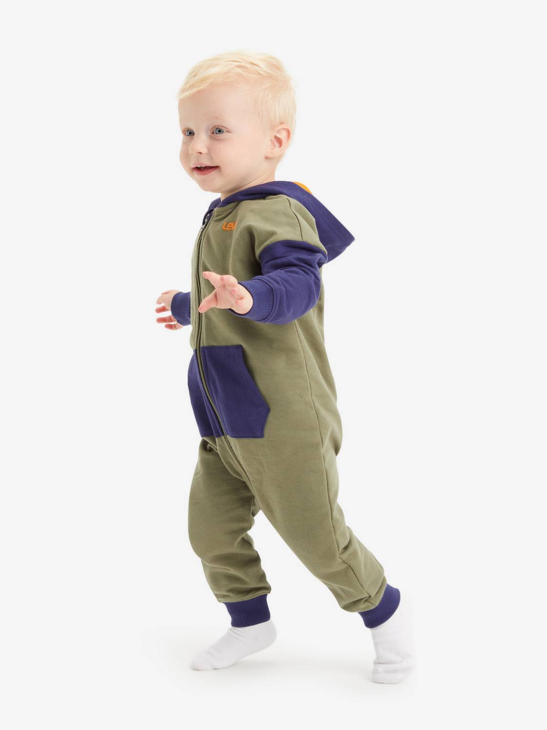 Baby Colorblocked Hooded Coverall 1
