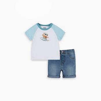 Baby Surfing Bear Tee And Short Set 4