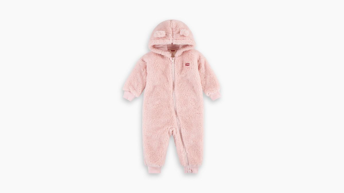 Baby Bear Sherpa Coverall — Lotus - Pink