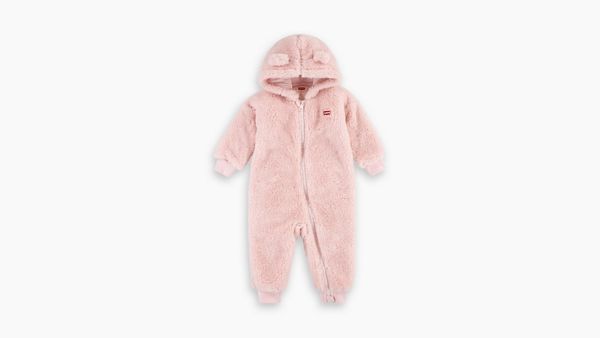 Baby Bear Sherpa Coverall — Lotus - Pink