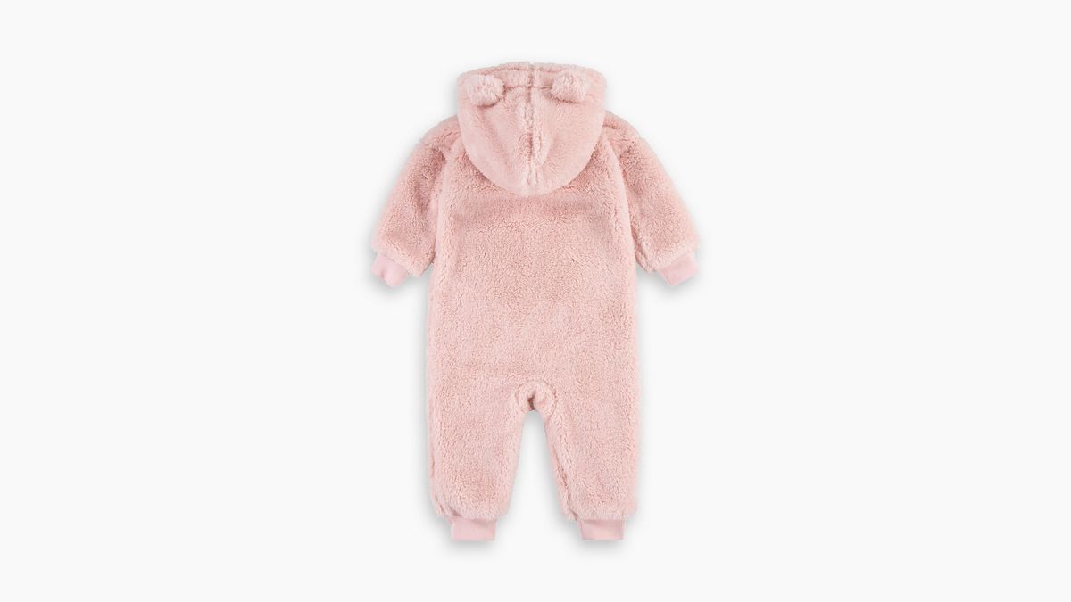 Baby Bear Sherpa Coverall — Lotus - Pink