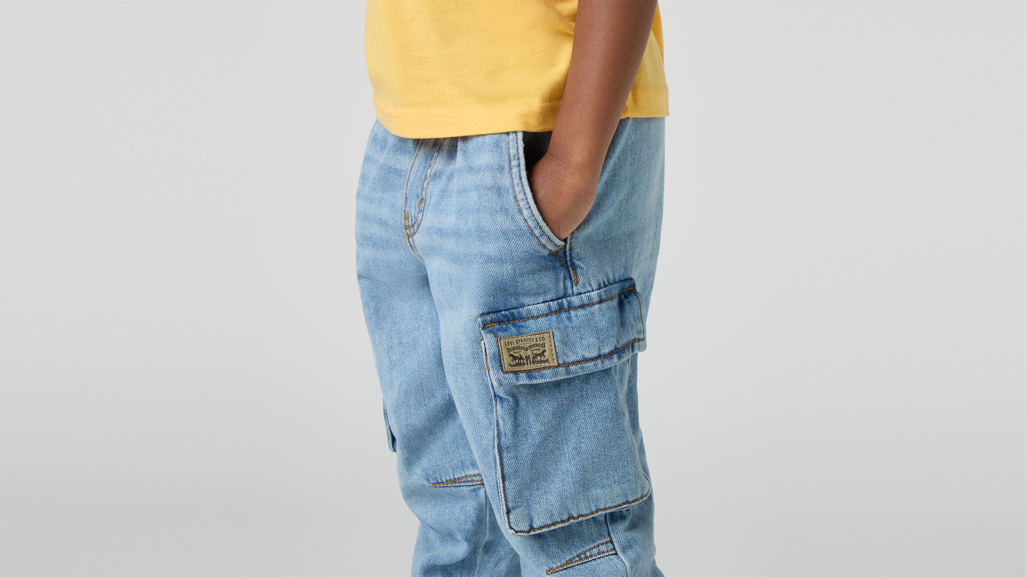 Kids Denim Parachute Cargo Trousers 4