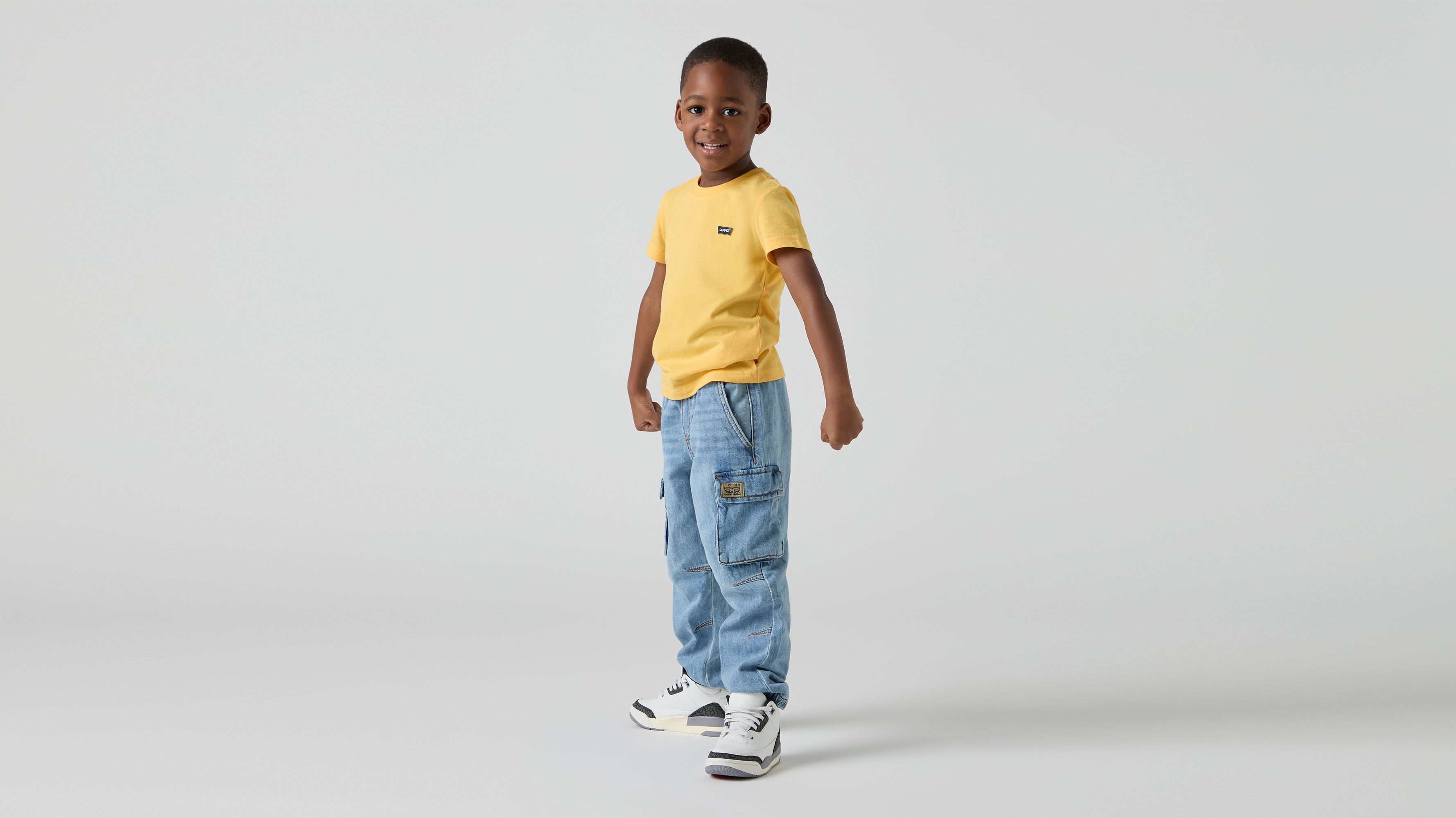 Kids Denim Parachute Cargo Trousers 1