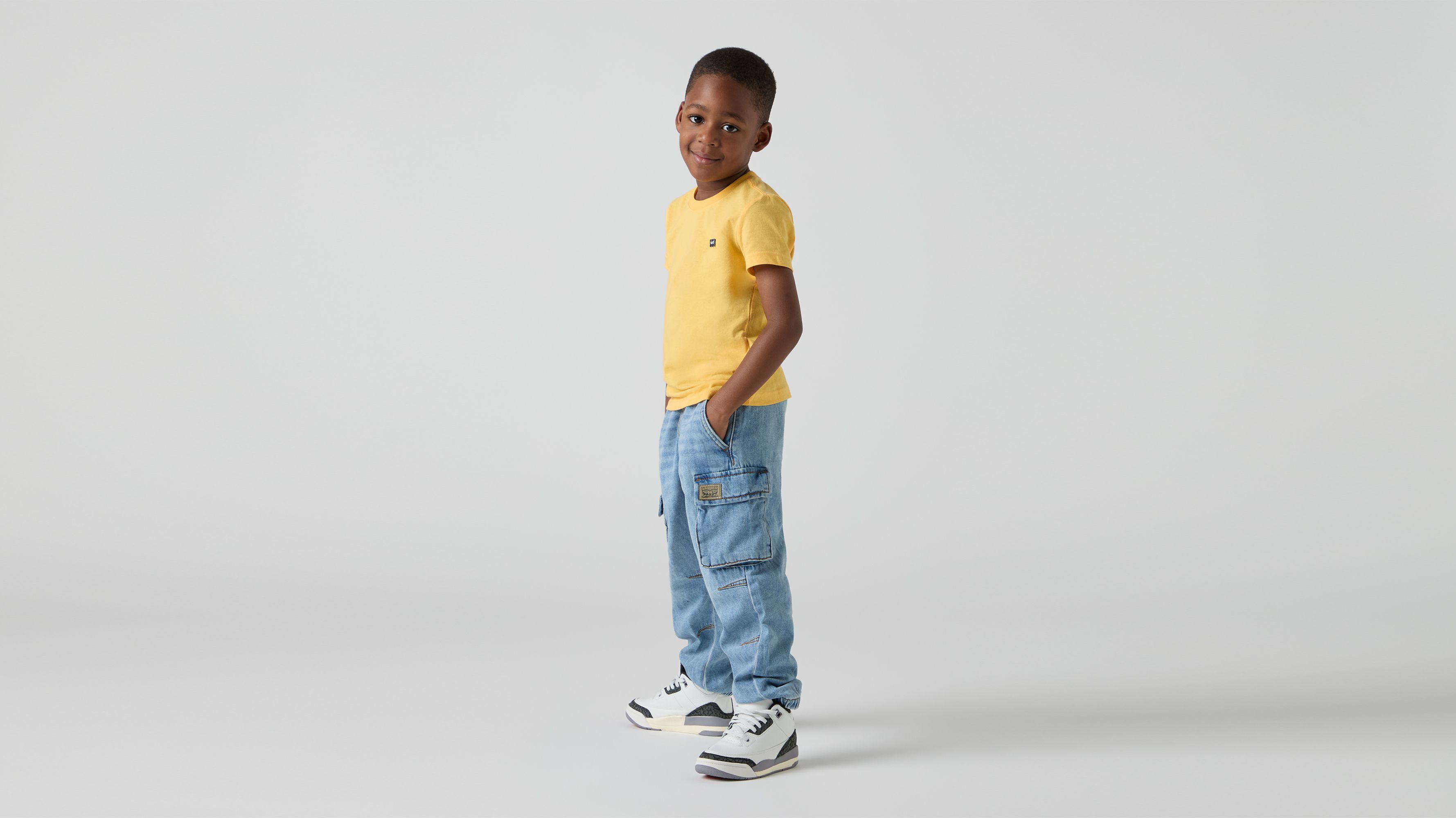 Kids Denim Parachute Cargo Trousers 2