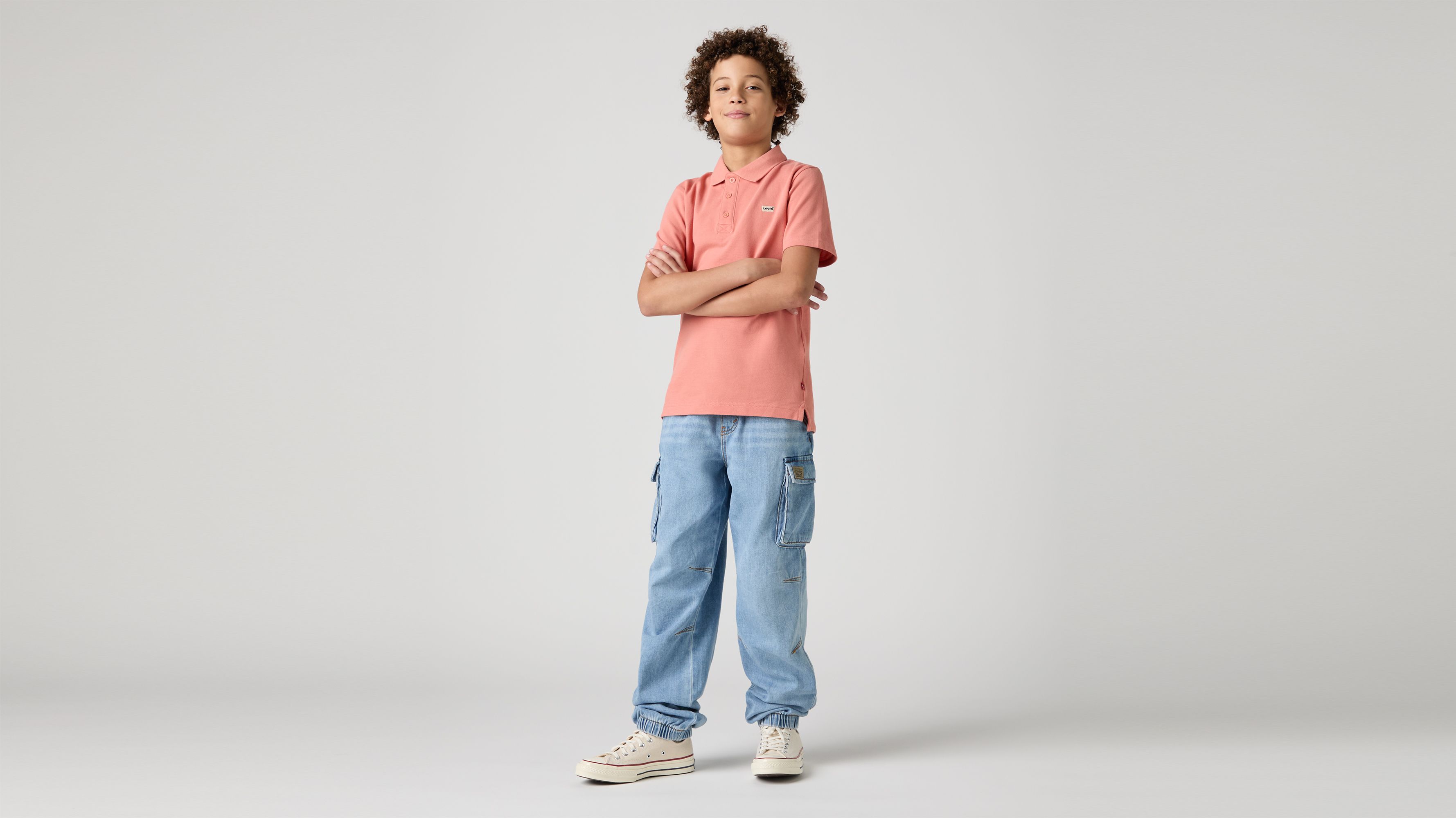 Teenager Denim Parachute Cargo Trousers 1