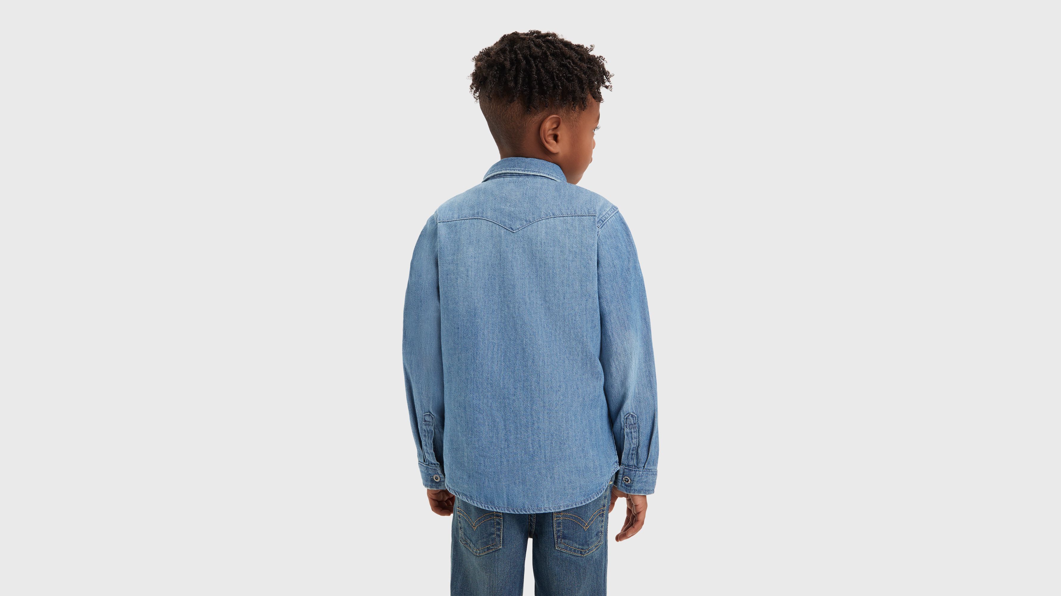 Levi's Boys' Little Denim Western Shirt, Vintage Stone, 4 