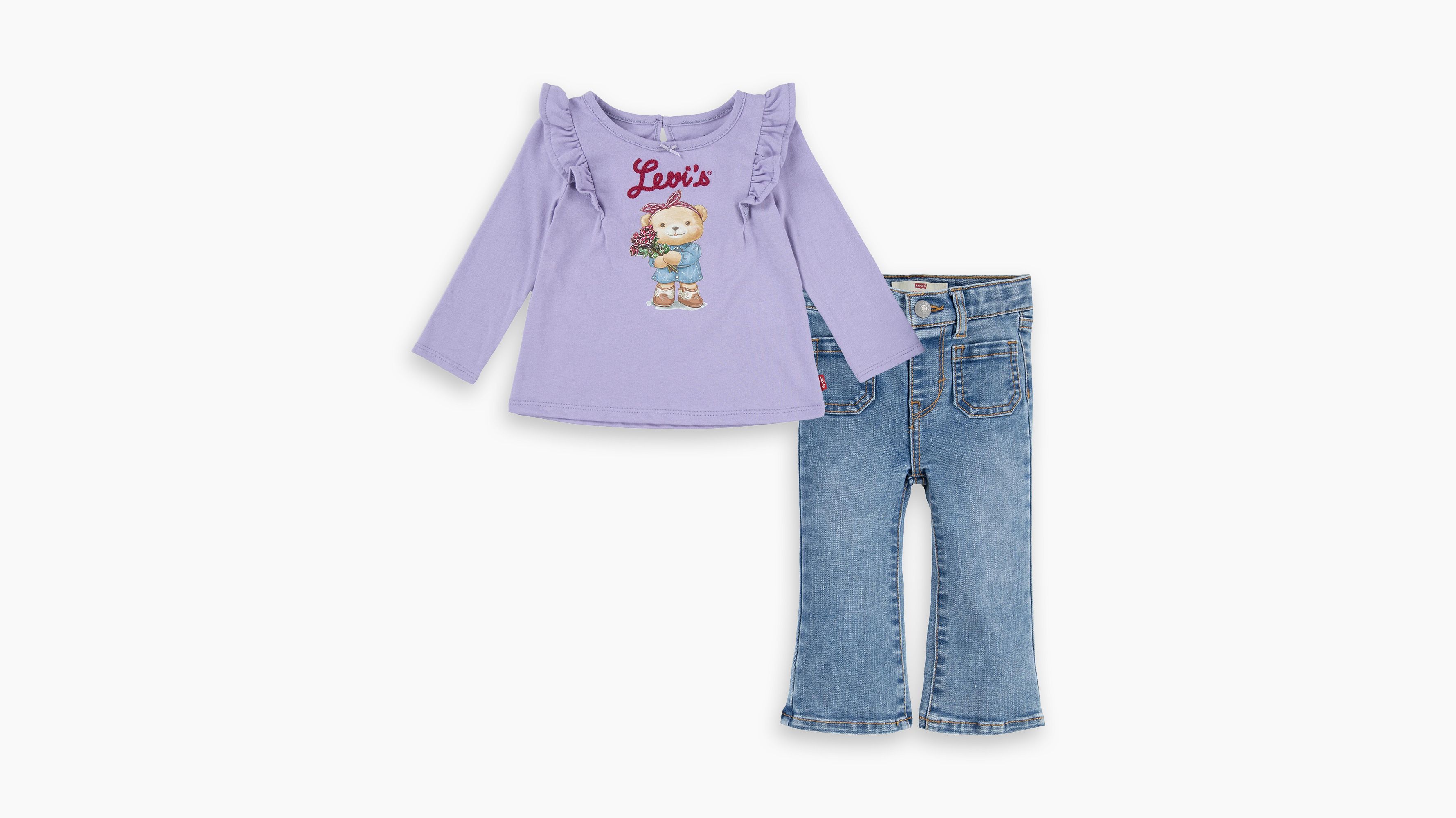 Completo due pezzi T-shirt e jeans svasati neonata 1