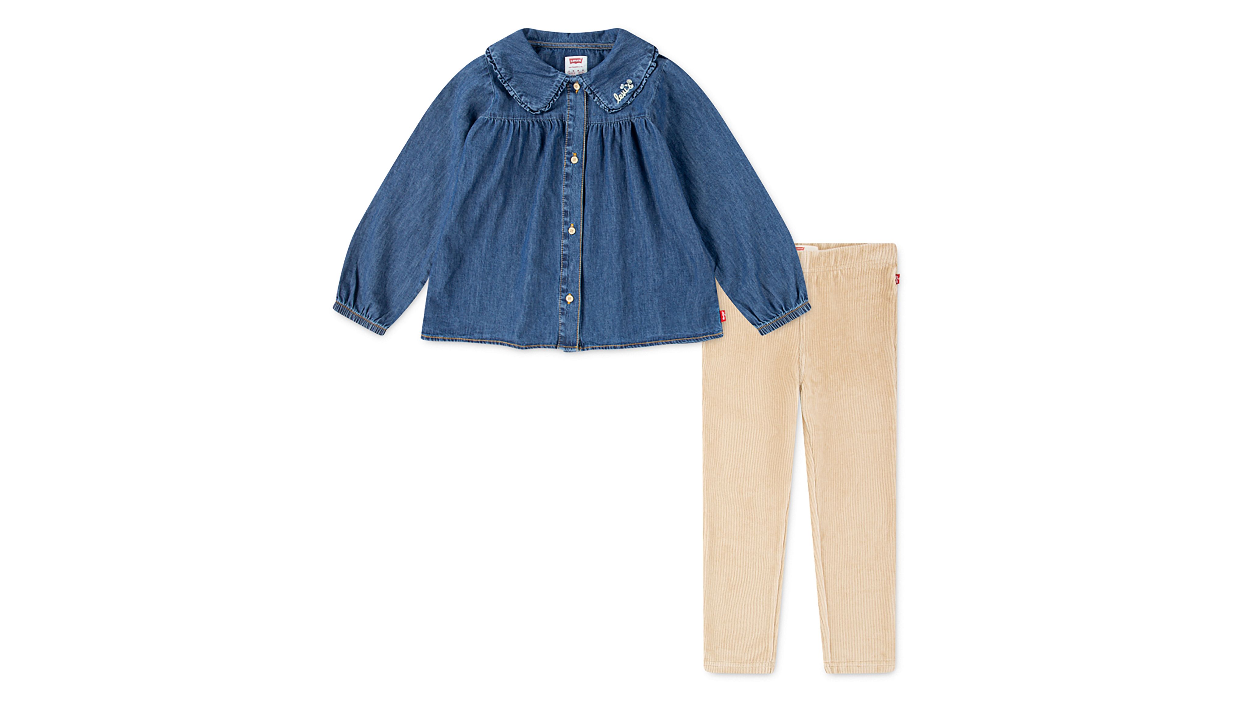 Completo due pezzi top con colletto e leggings neonata 1