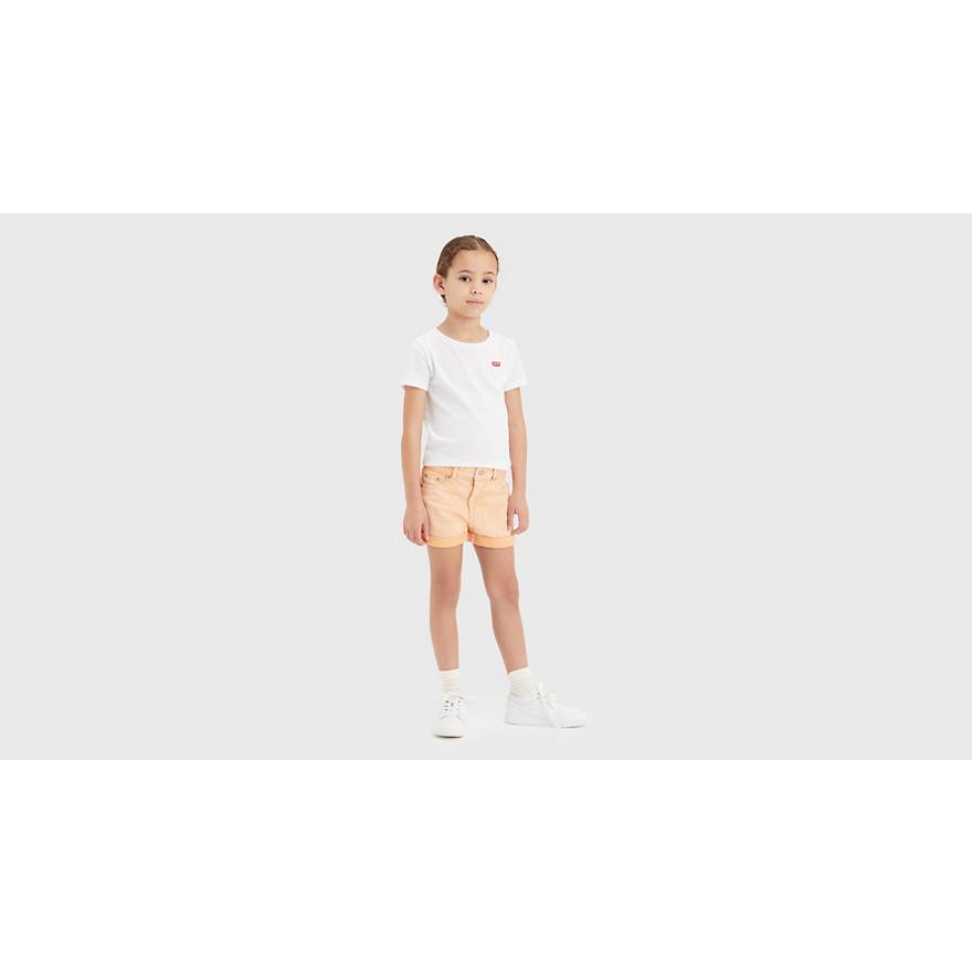 Mini Mom-shorts i twill med oprullet kant til børn 1