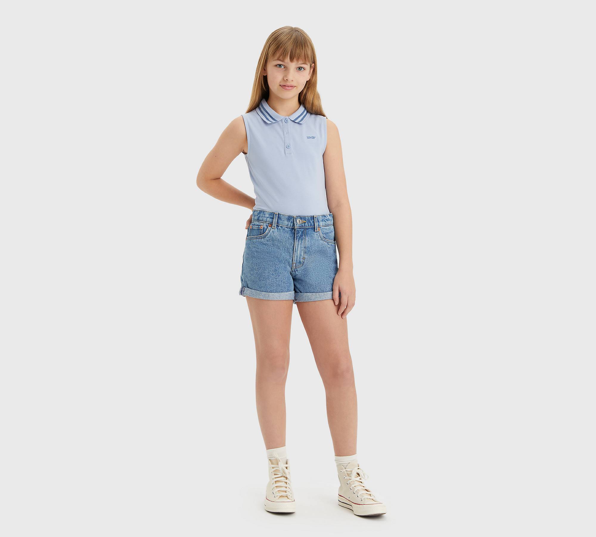 Mini Mom-shorts med oprullet kant til teenagere 1