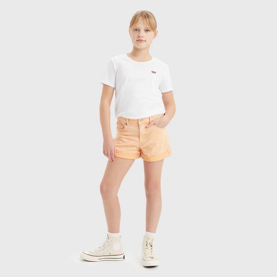 Teenager Twill Mini Mom Roll Cuff Shorts 1