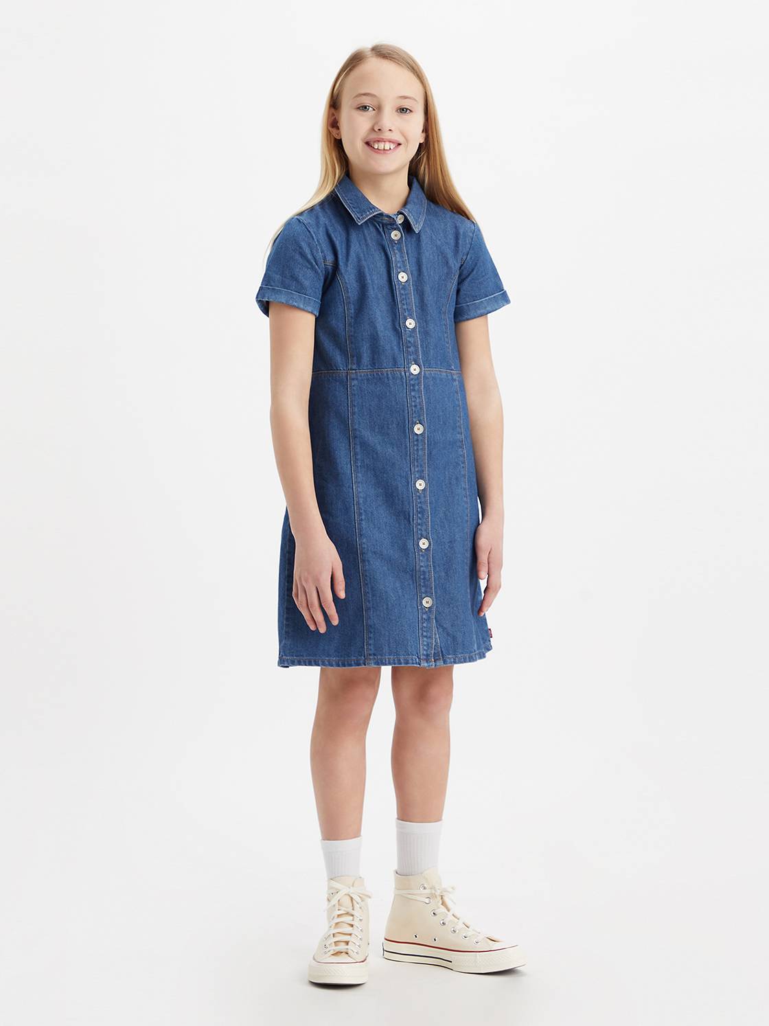 Teenager Button-Front Denim Dress 1