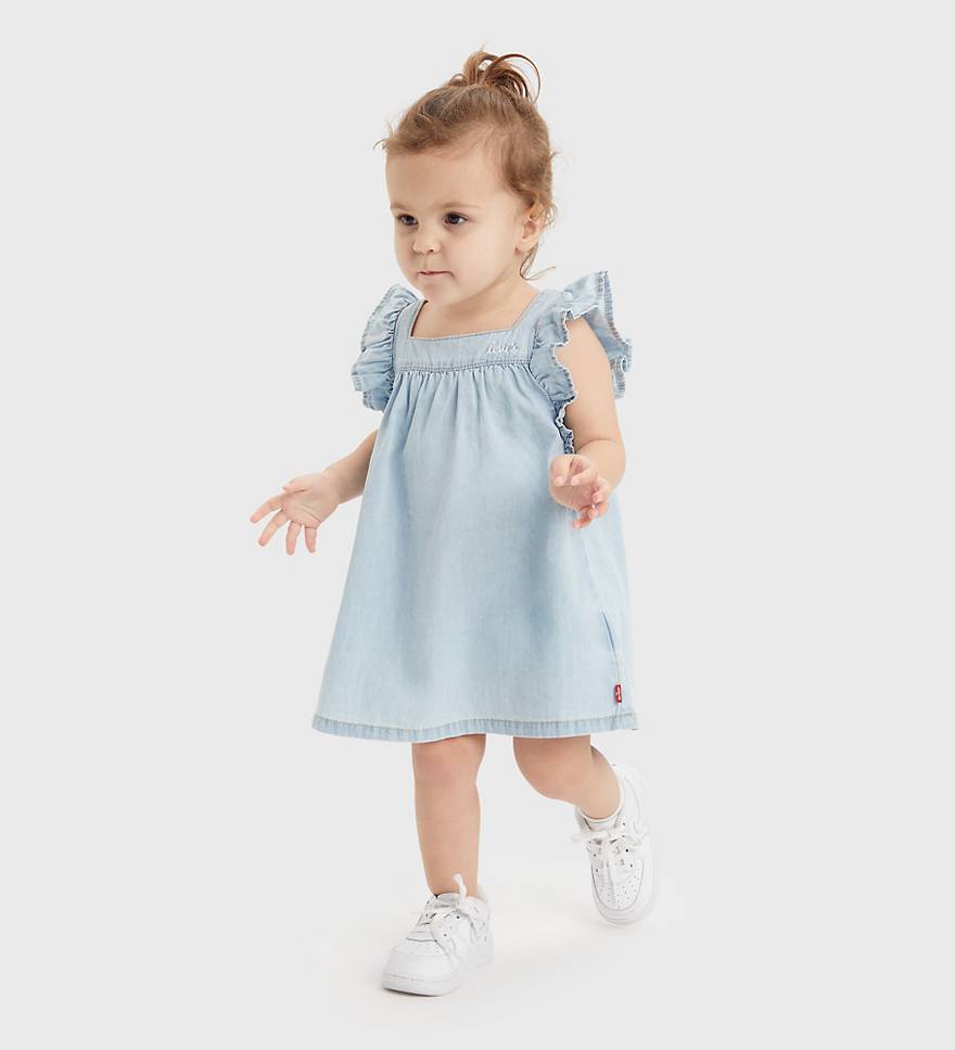 Baby Flutter Sleeve Denim Dress 1