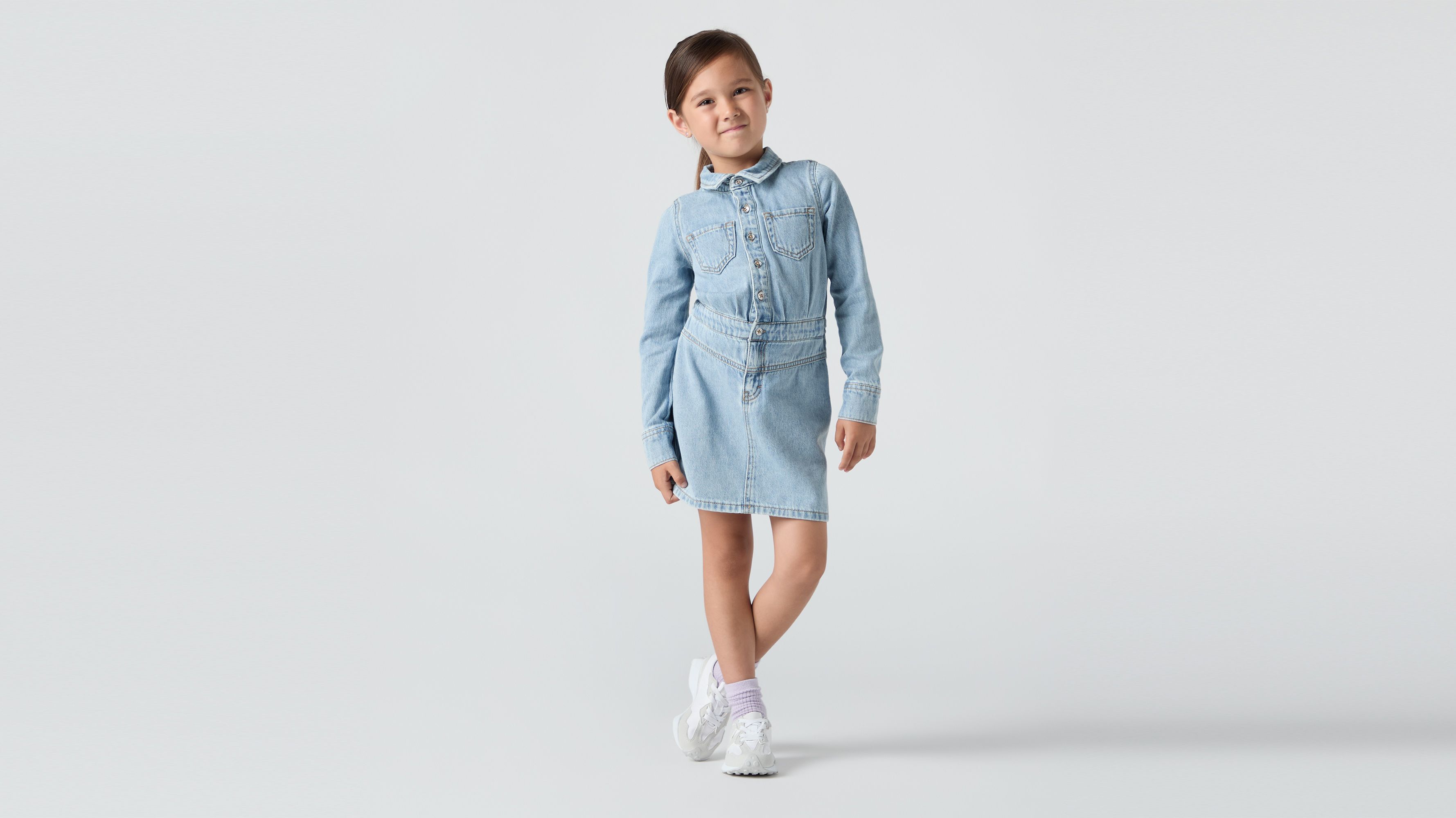 Levi's Robe Salopette Fille - 100% Coton - Poches Avant/Arrière - Style Dénim - Chill Jumper Dress