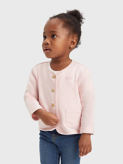 french terry cardigan rose / chalk pink