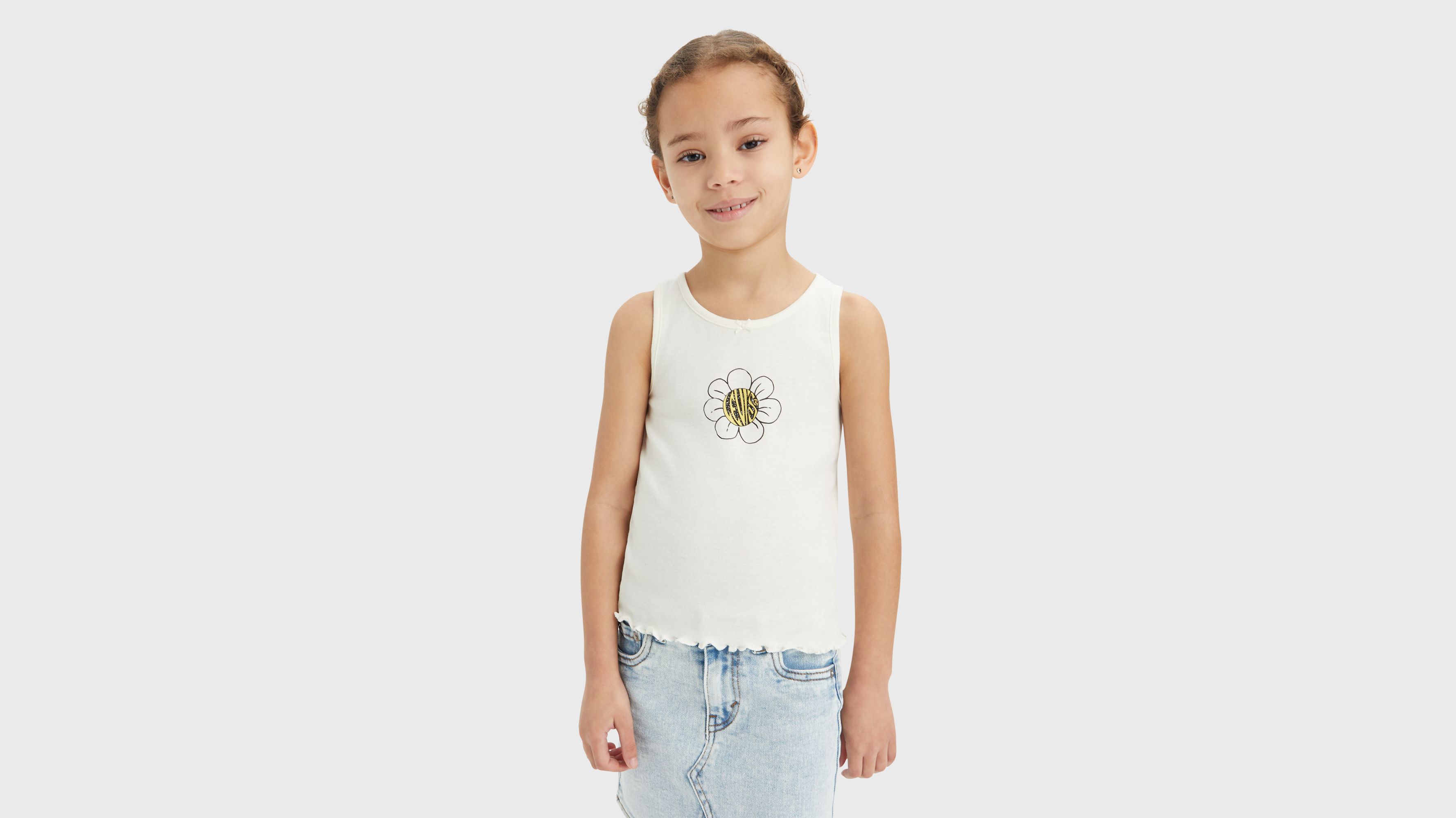 Canotta con grafica di margherite e scritta Meet and Greet 1