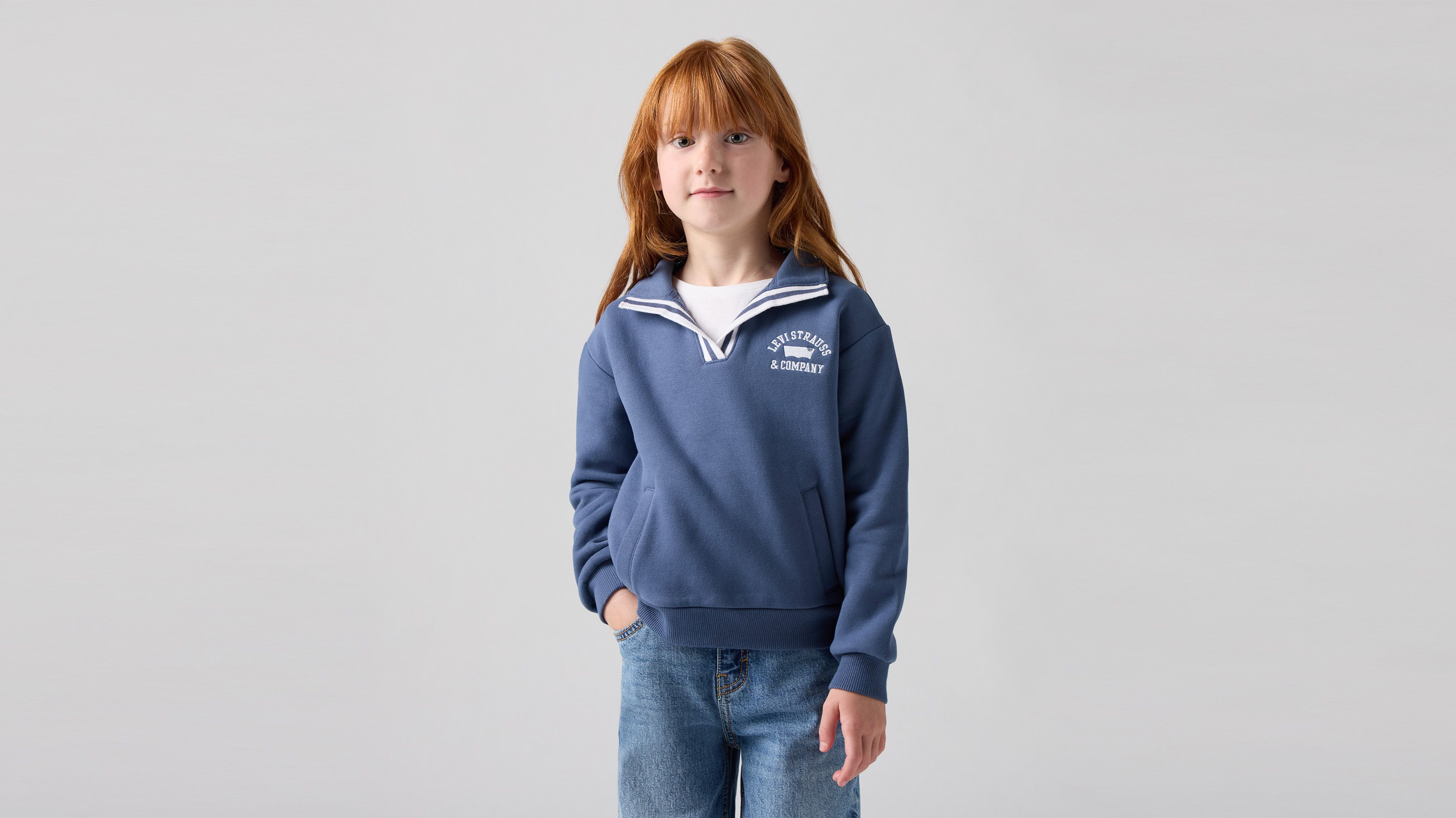 Top con colletto a manica lunga Collegiate bambina 1