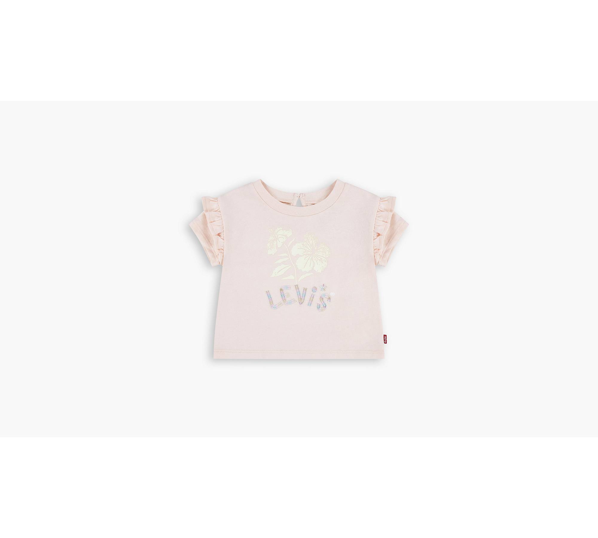 Baby Hibiscus T-shirt met roesjes op de schouder 1