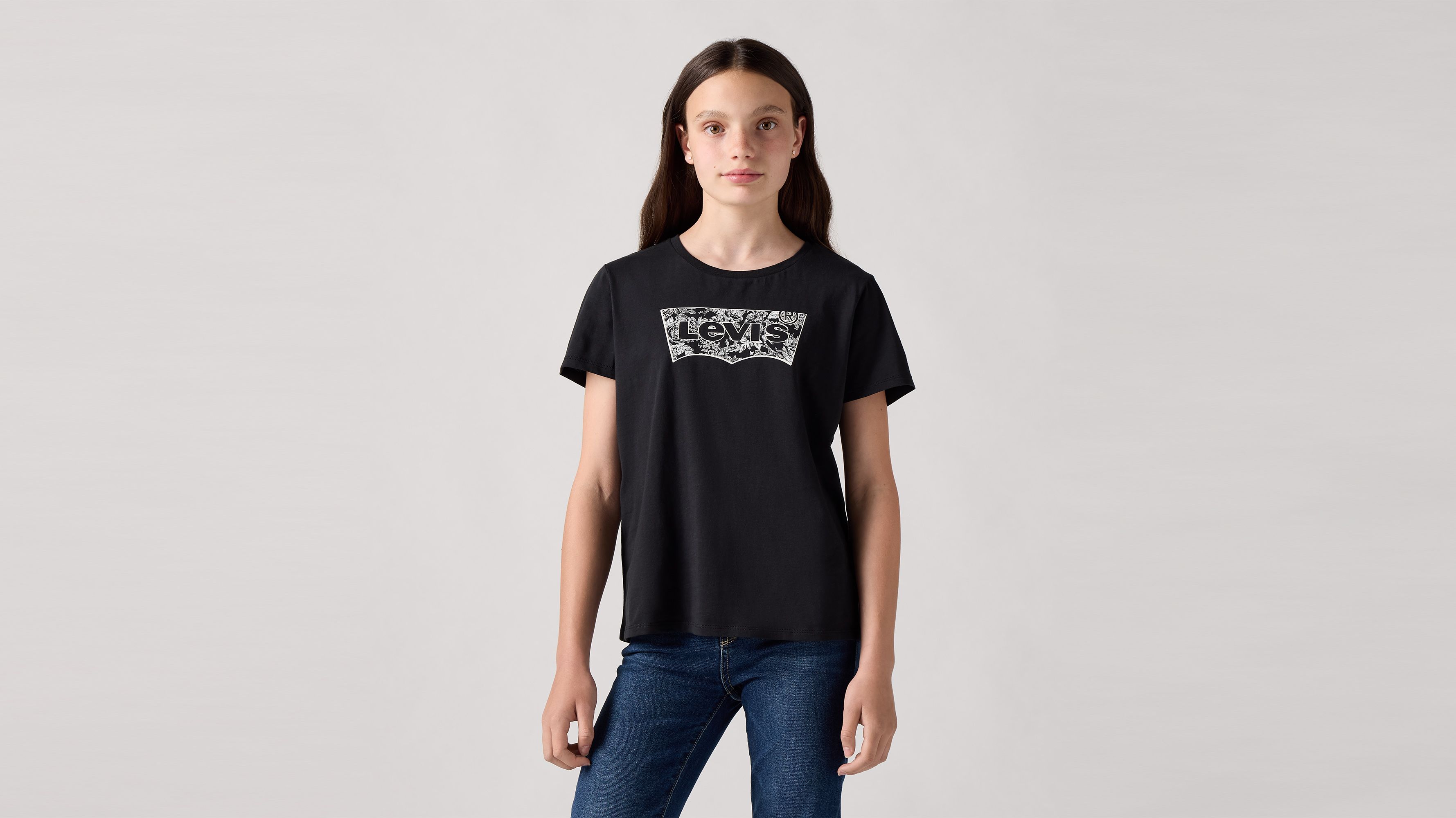 T-shirt a fiori con logo Batwing teenager 1