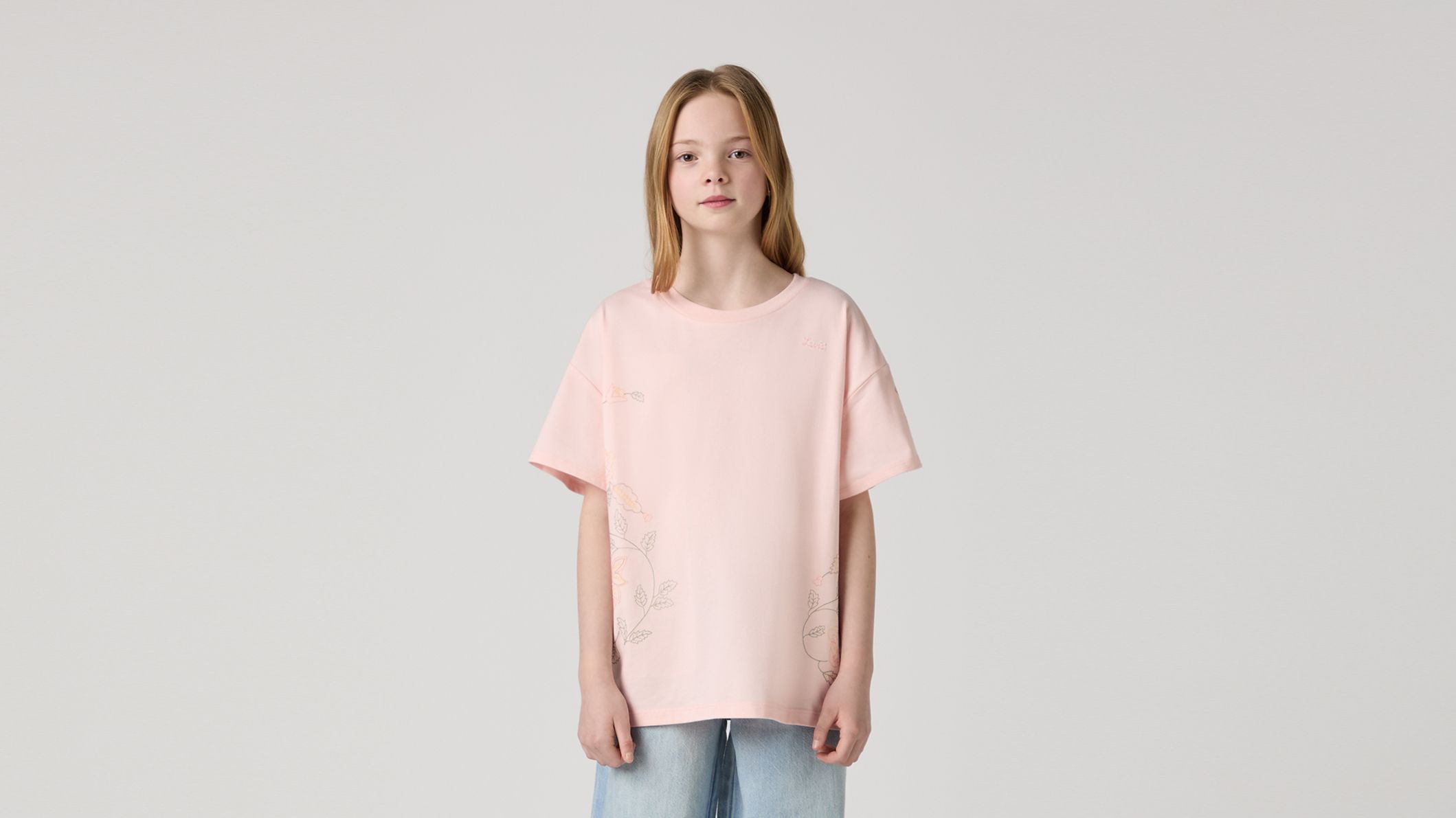 Teenager Oversize Embroidery Floral Tee 1
