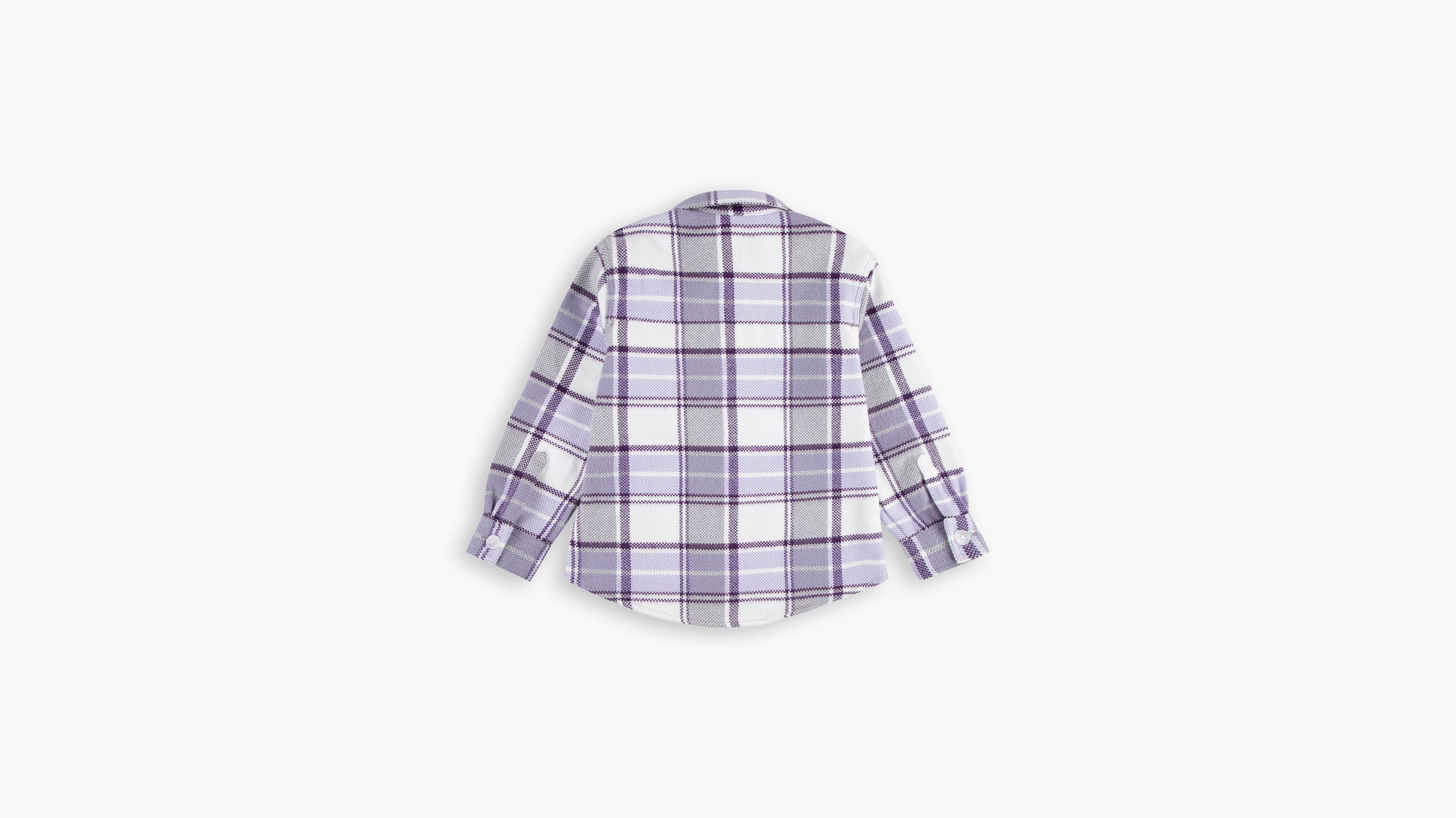 New Brushed Boyfriend Purple Plaid sale Shacket from Good American