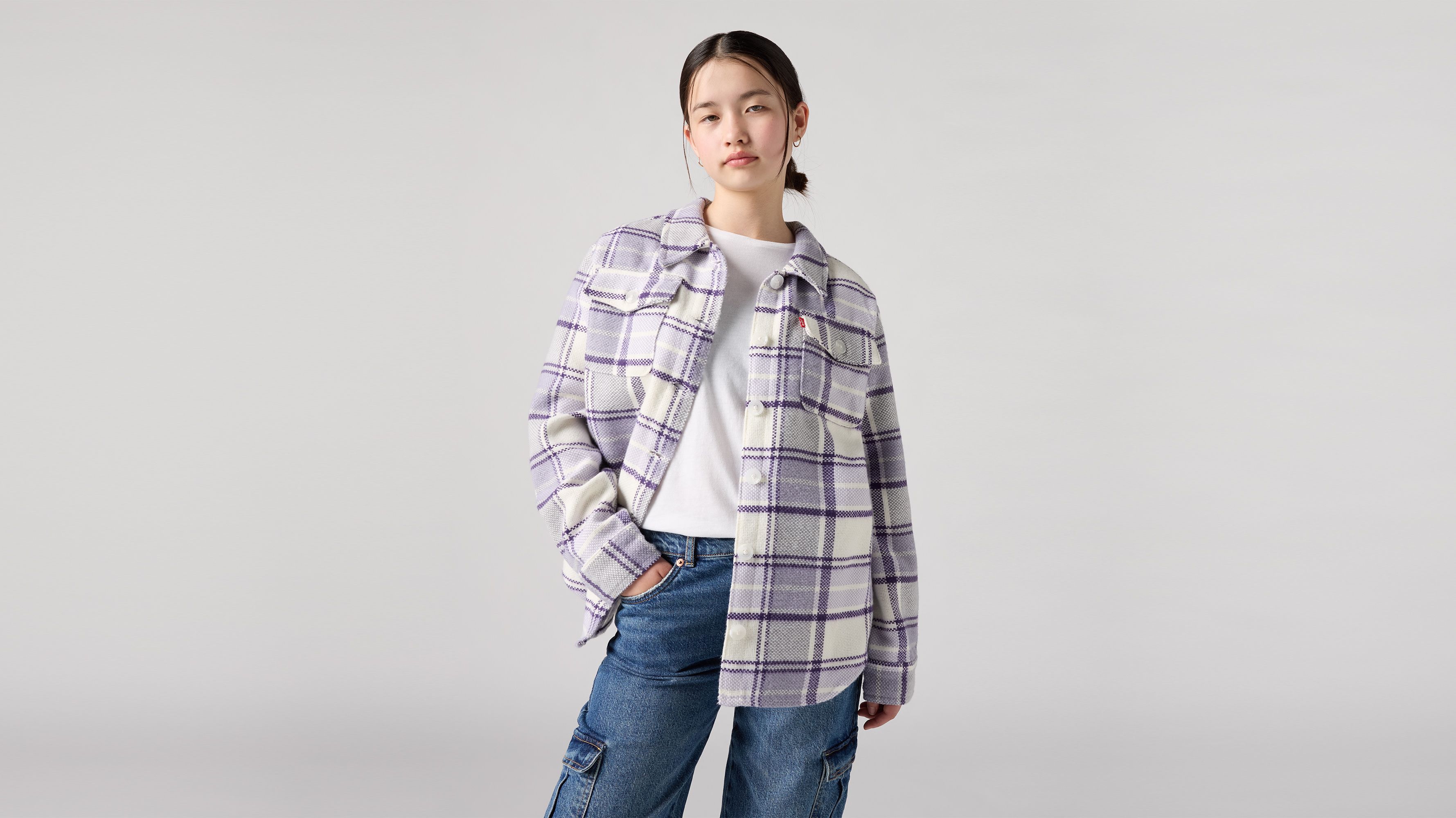 Shacket a cuadros Oversized para adolescentes 1