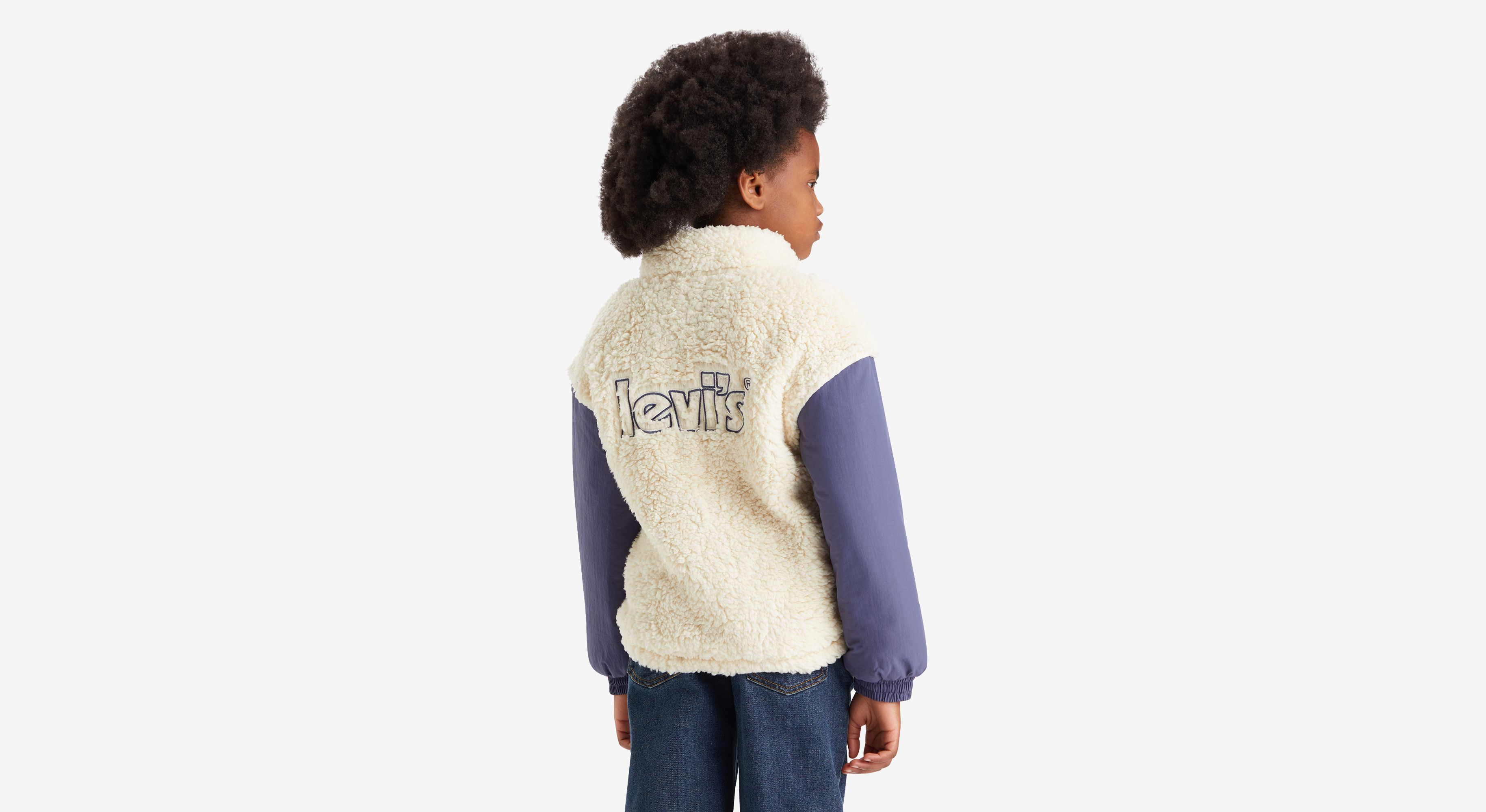 Levi’s Kids Giacca Sherpa Boxy Fit – Lvg 4eh927, Capospalla Leggero In Bianco Antico, Tinta Unita, Per Bambine E Ragazze (14 Anni)