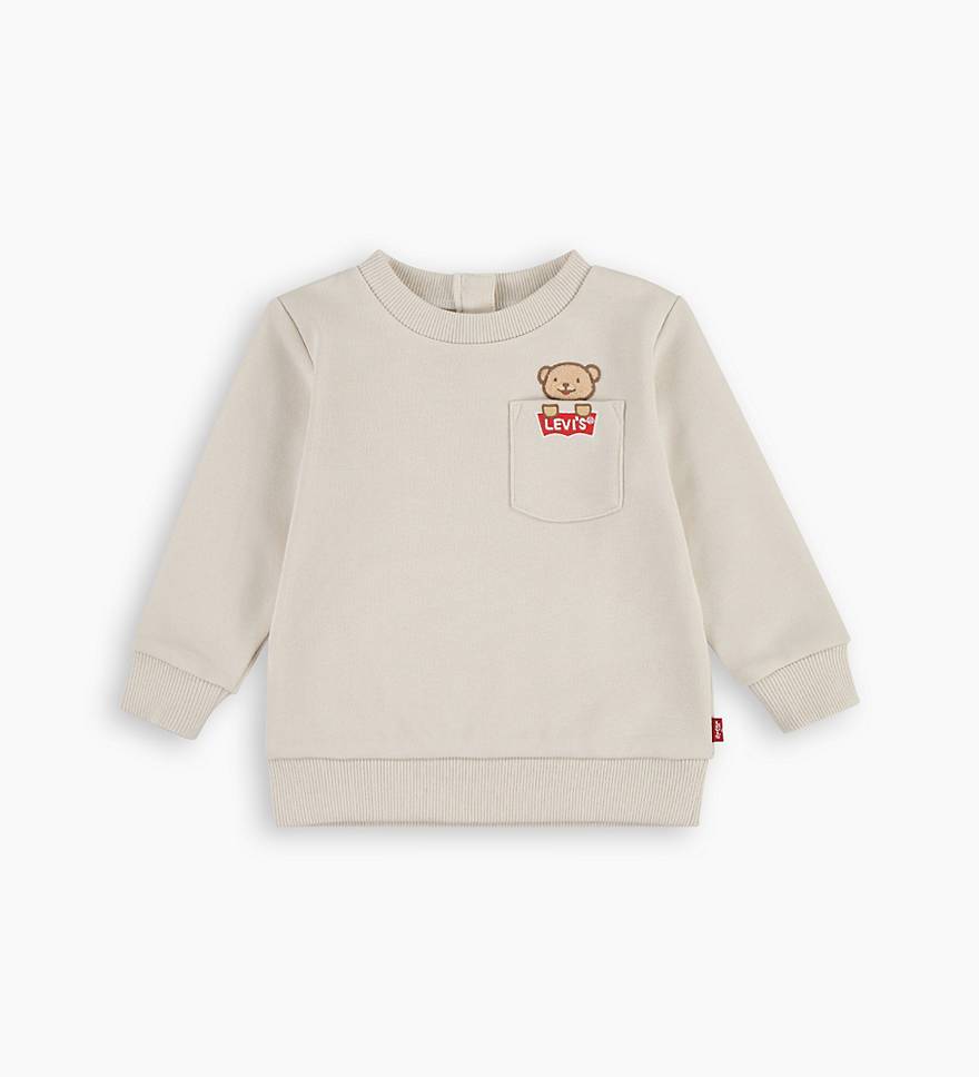Sweatshirt met ronde hals met zak en beeropdruk voor baby’s 1